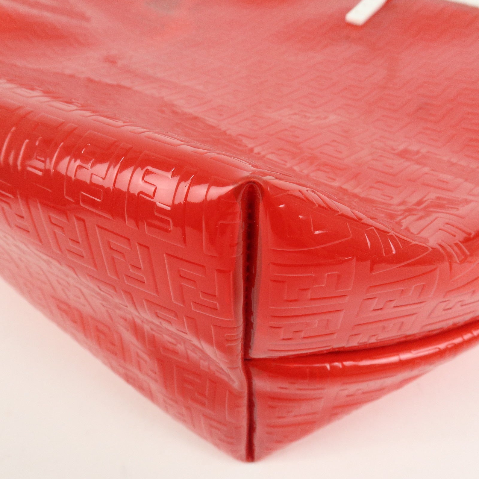 FENDI Zucchino Plastic Leather Tote Bag Shoulder Bag Orange 8BH005