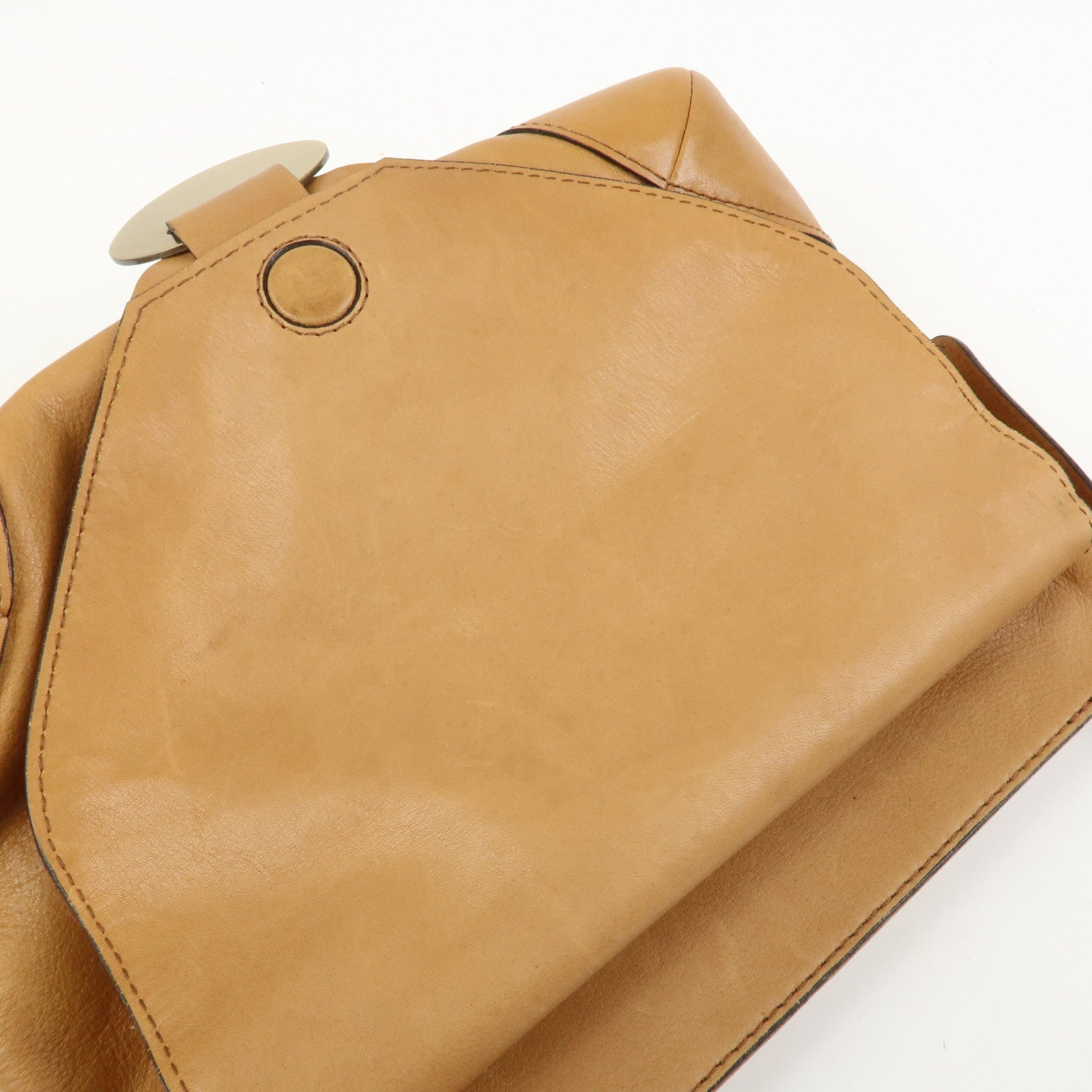 Chloe Logo Leather Shoulder Bag Hand Bag Crossbody Bag Brown