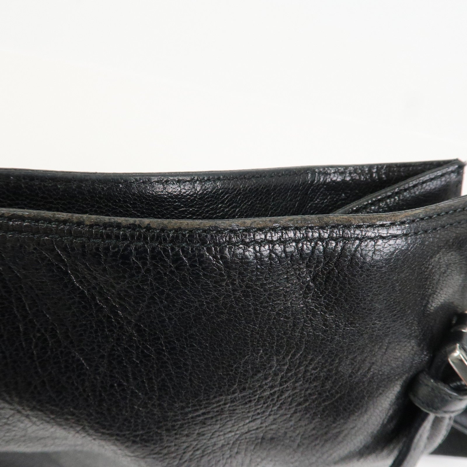 LOEWE Anagram Studs Logo Leather Shoulder Bag Crossbody Bag Black