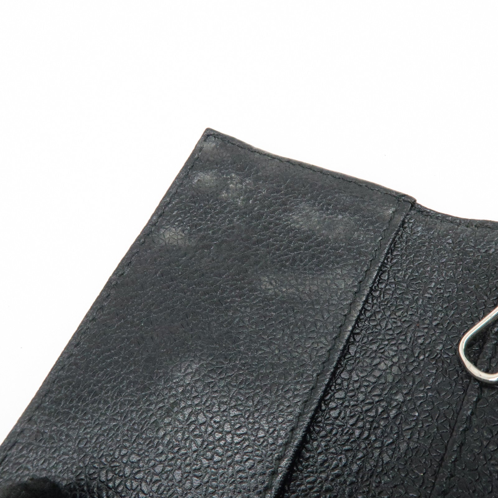 BVLGARI Millerighe Set of 2 PVC Leather Card Case Key Case Black