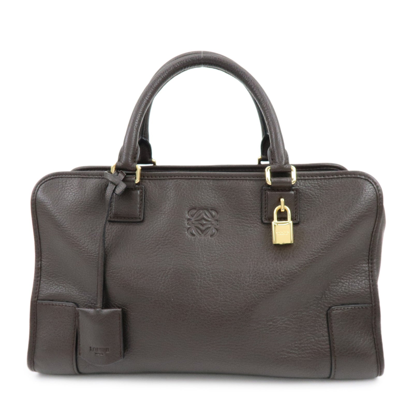 LOEWE Anagram Amazona 36 Hand Bag Boston Bag Dark Brown