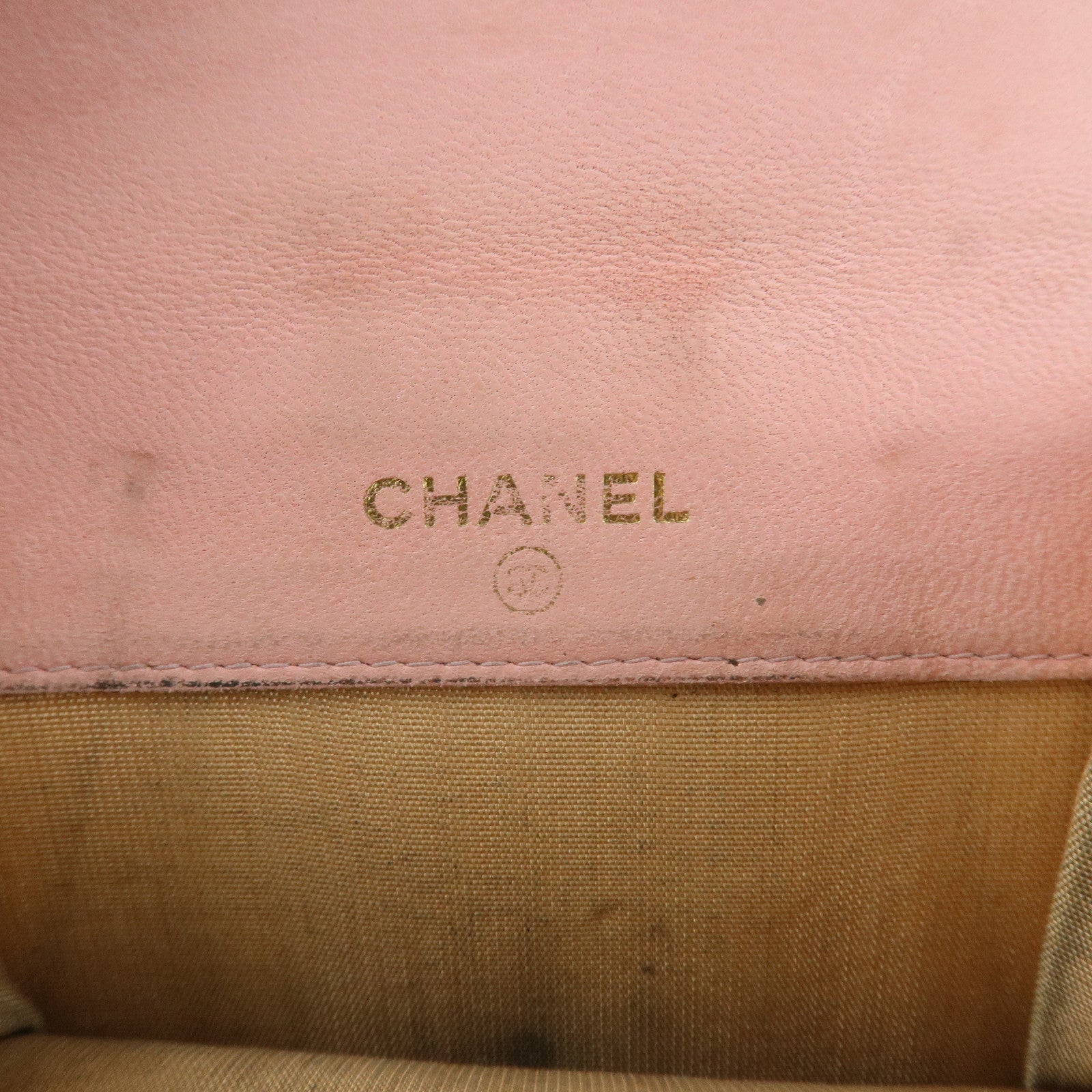 CHANEL COCO Mark Caviarskin Double Hook Wallet Pink A13496 Used