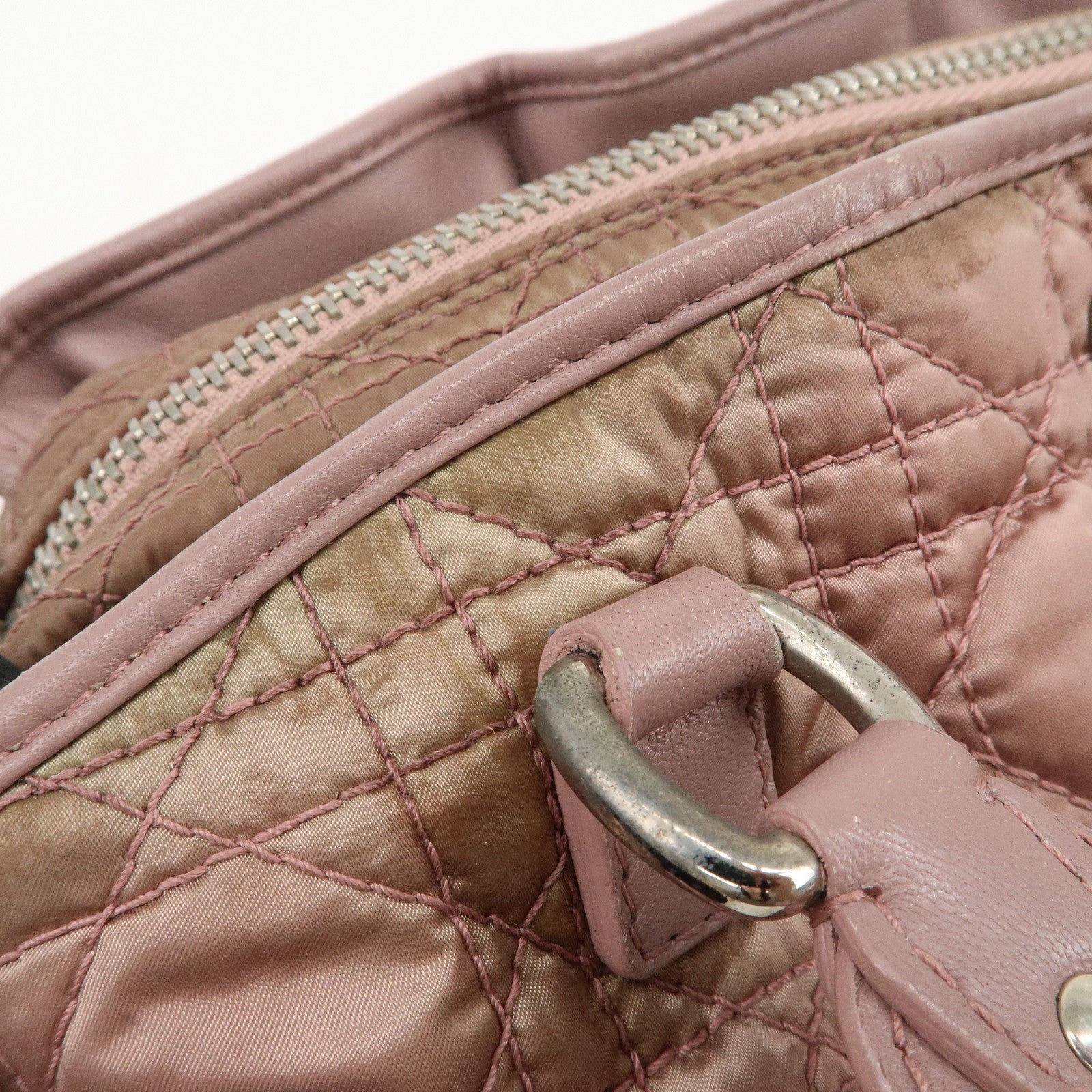 Christian Dior Canage Nylon Leather Hand Bag Pink