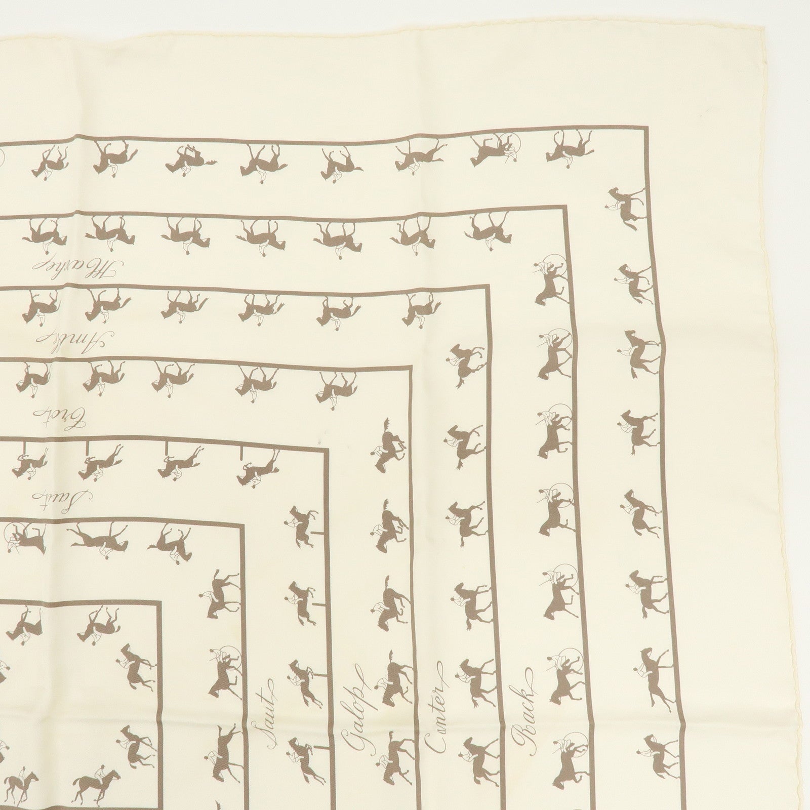HERMES Carre 90 Set of 2 Silk 100% Scarf Green Gold Ivory