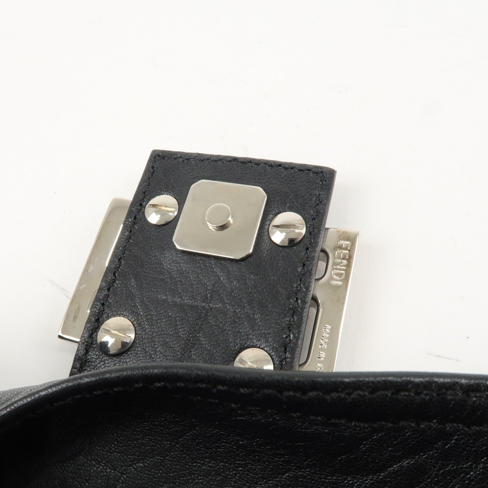 FENDI Mamma Baguette Shoulder Bag Hand Bag Black 8BR180 Used