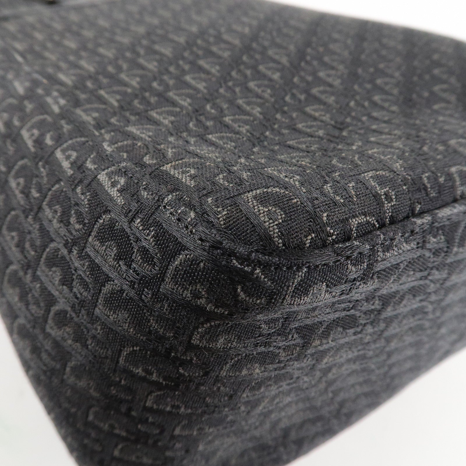 Christian Dior Trotter Leather Canvas Tote Bag Shoulder Bag Black Used