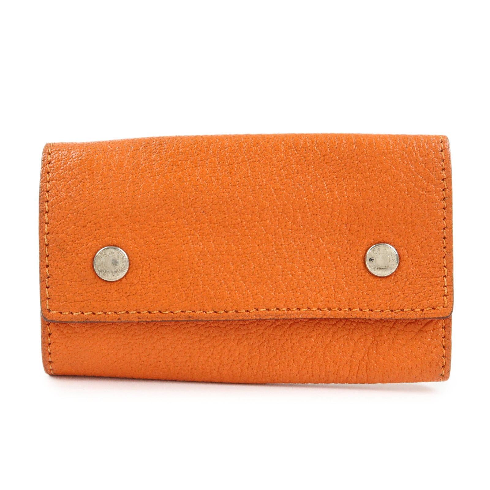 HERMES Sellier Togo Leather 4 Key Case Key Holder □F Stamped Orange