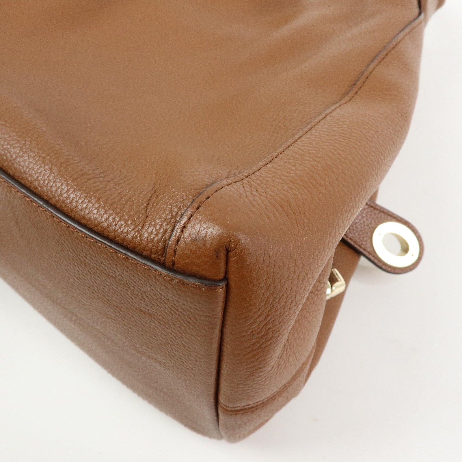 COACH Logo Leather Shoulder Bag Hand Bag Brown