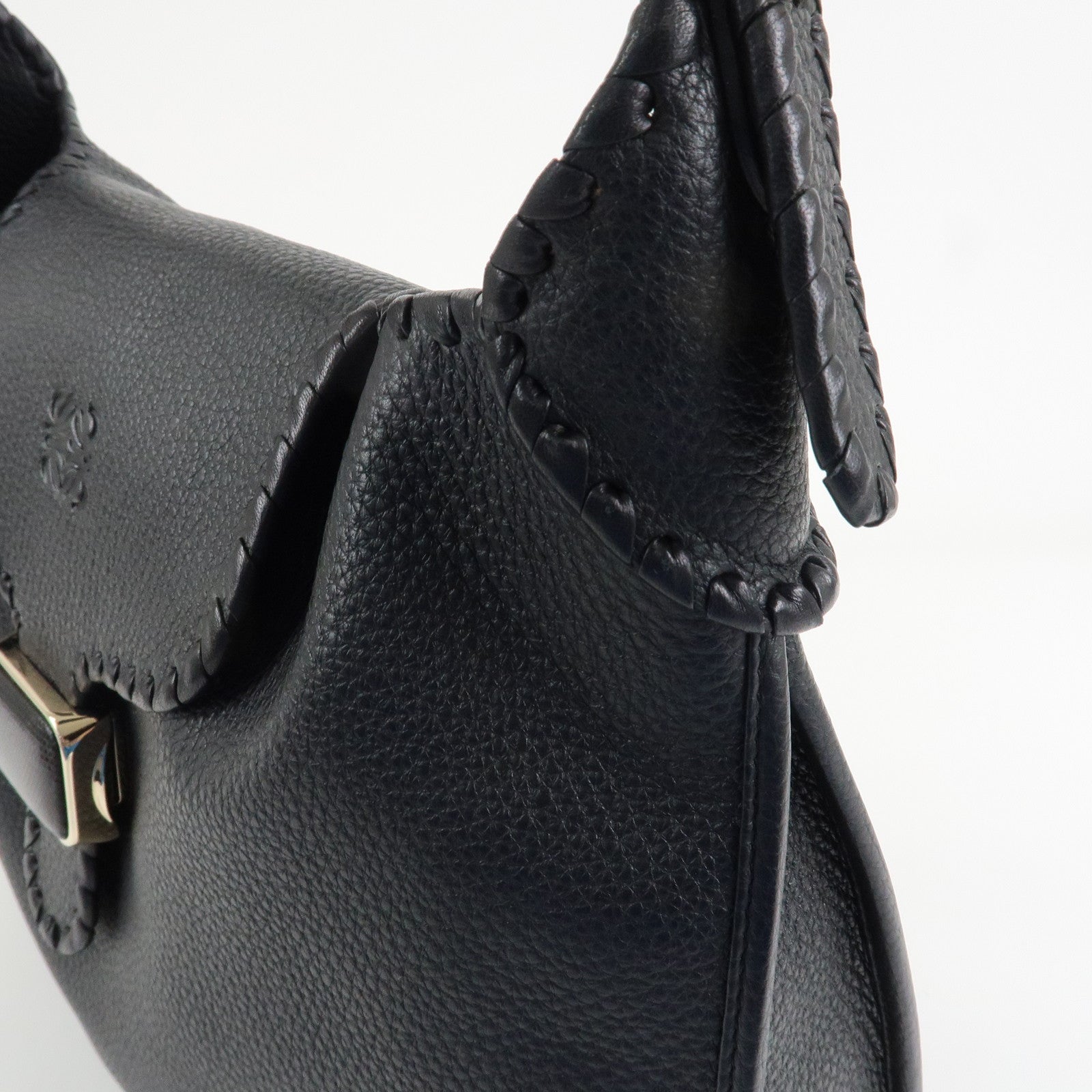 LOEWE Anagram Leather Granada Shoulder Bag Hand Bag Black