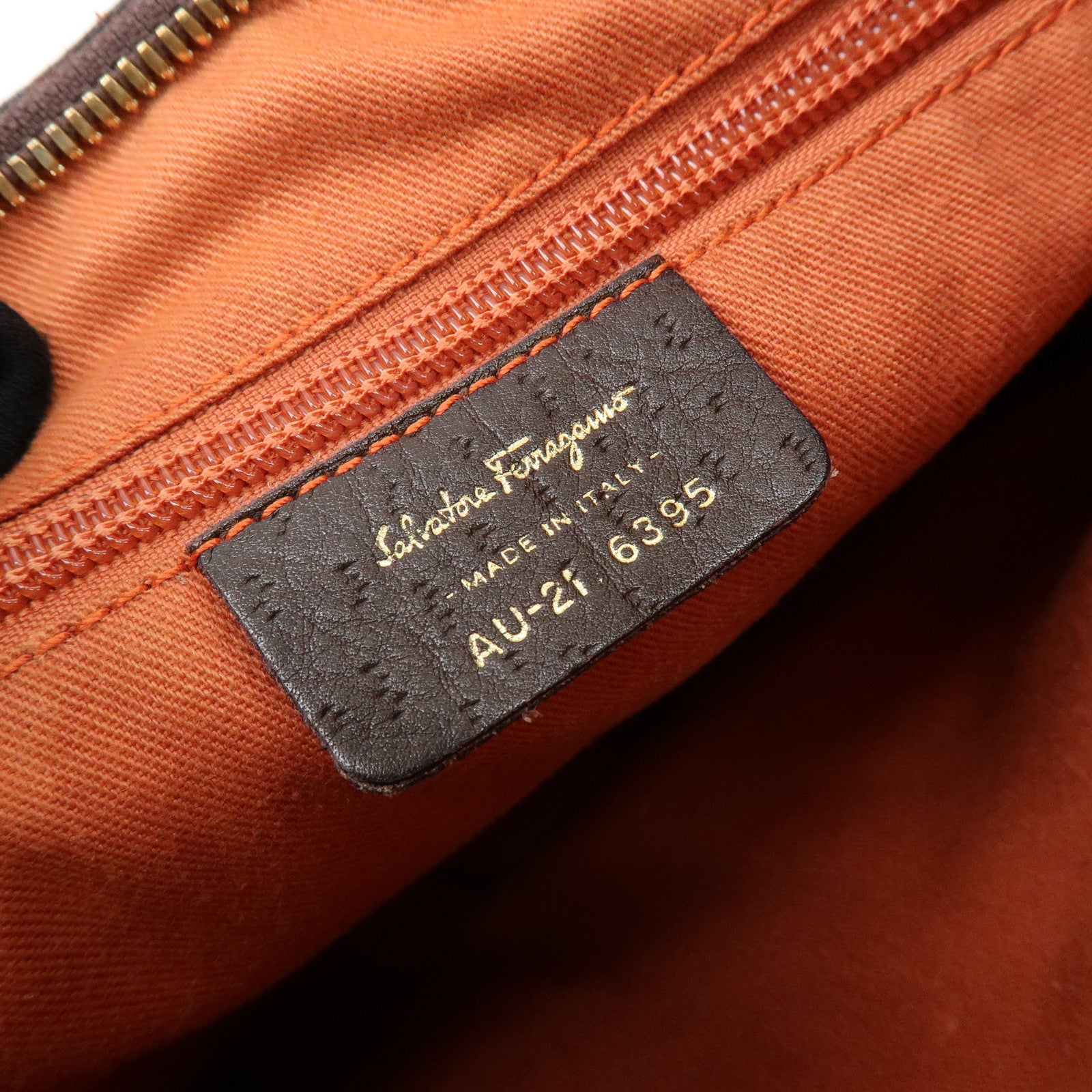 Ferragamo Gancini Leather Shoulder Bag Hand Bag Brown