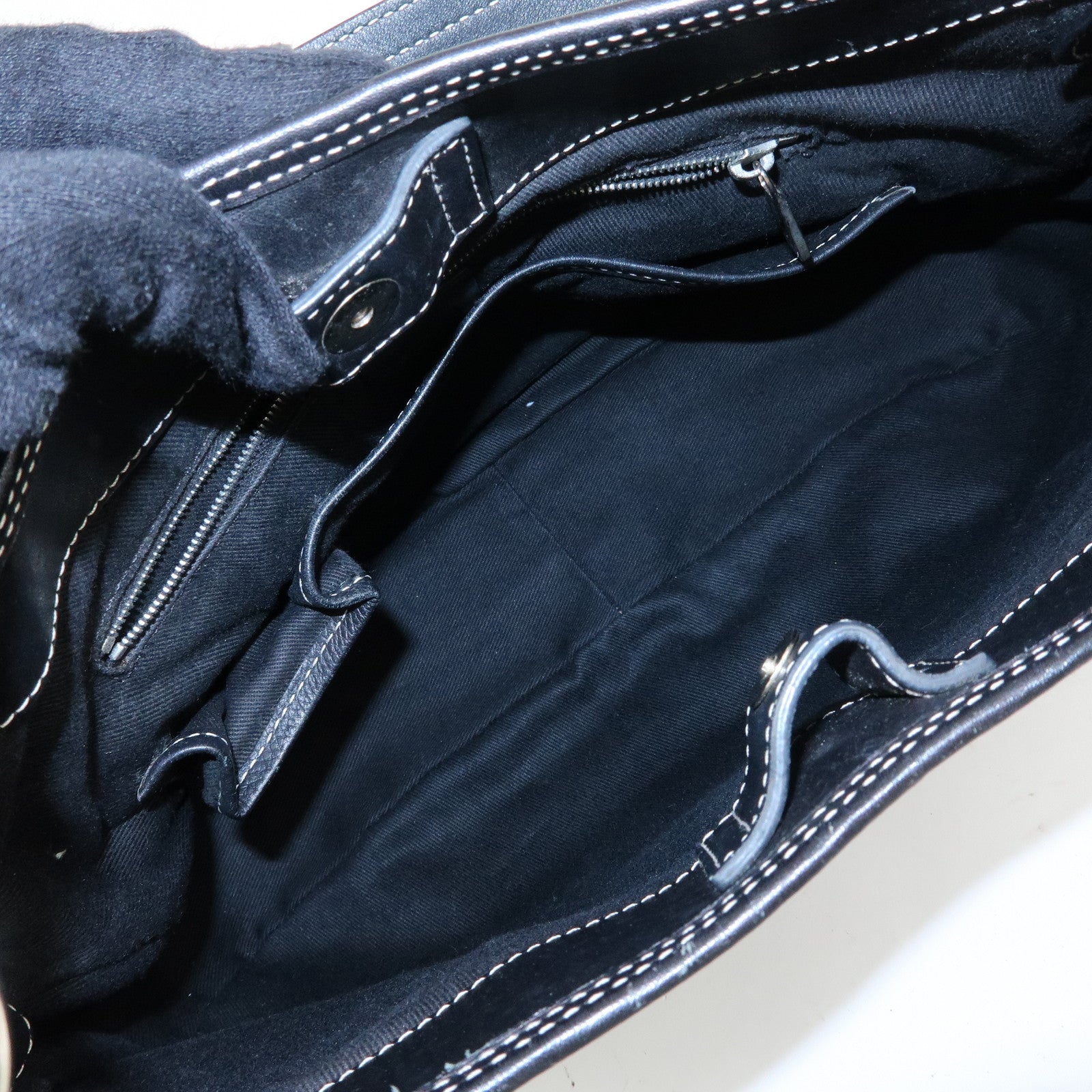 CELINE Macadam Canvas Leather Shoulder Bag Hand Bag Black