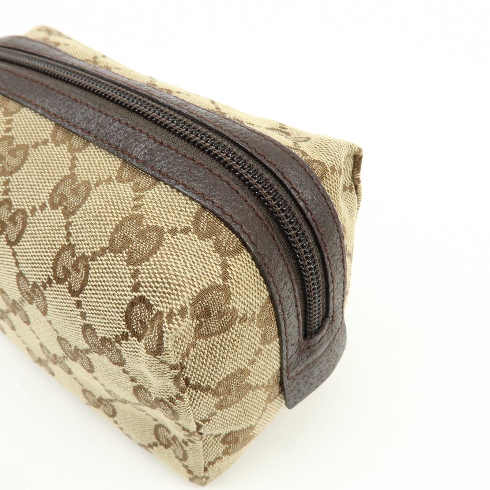 GUCCI GG Monogram Canvas Cosmetic Pouch Beige Brown 29595