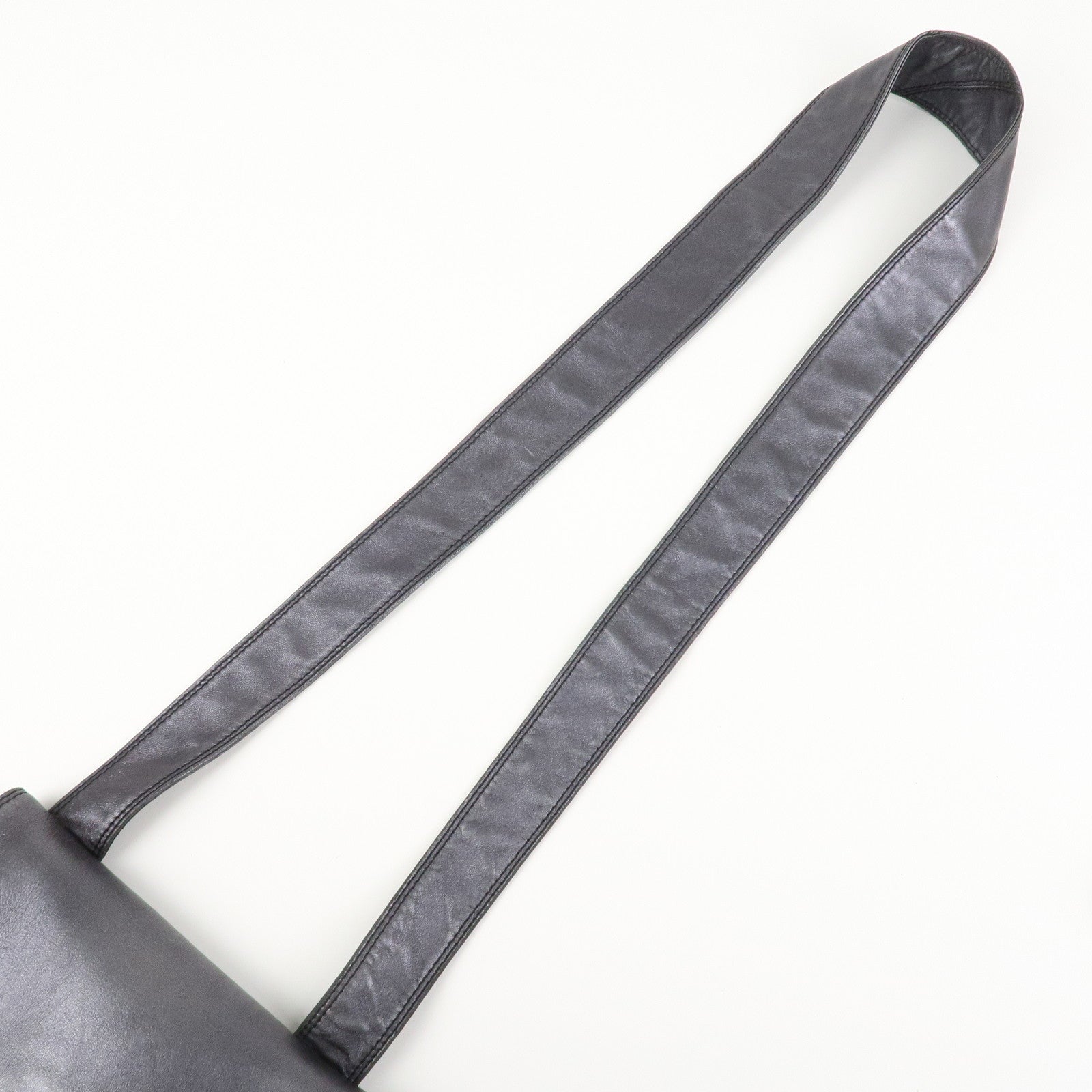 CHANEL Leather Shoulder Bag Crossbody Bag Metallic Gray