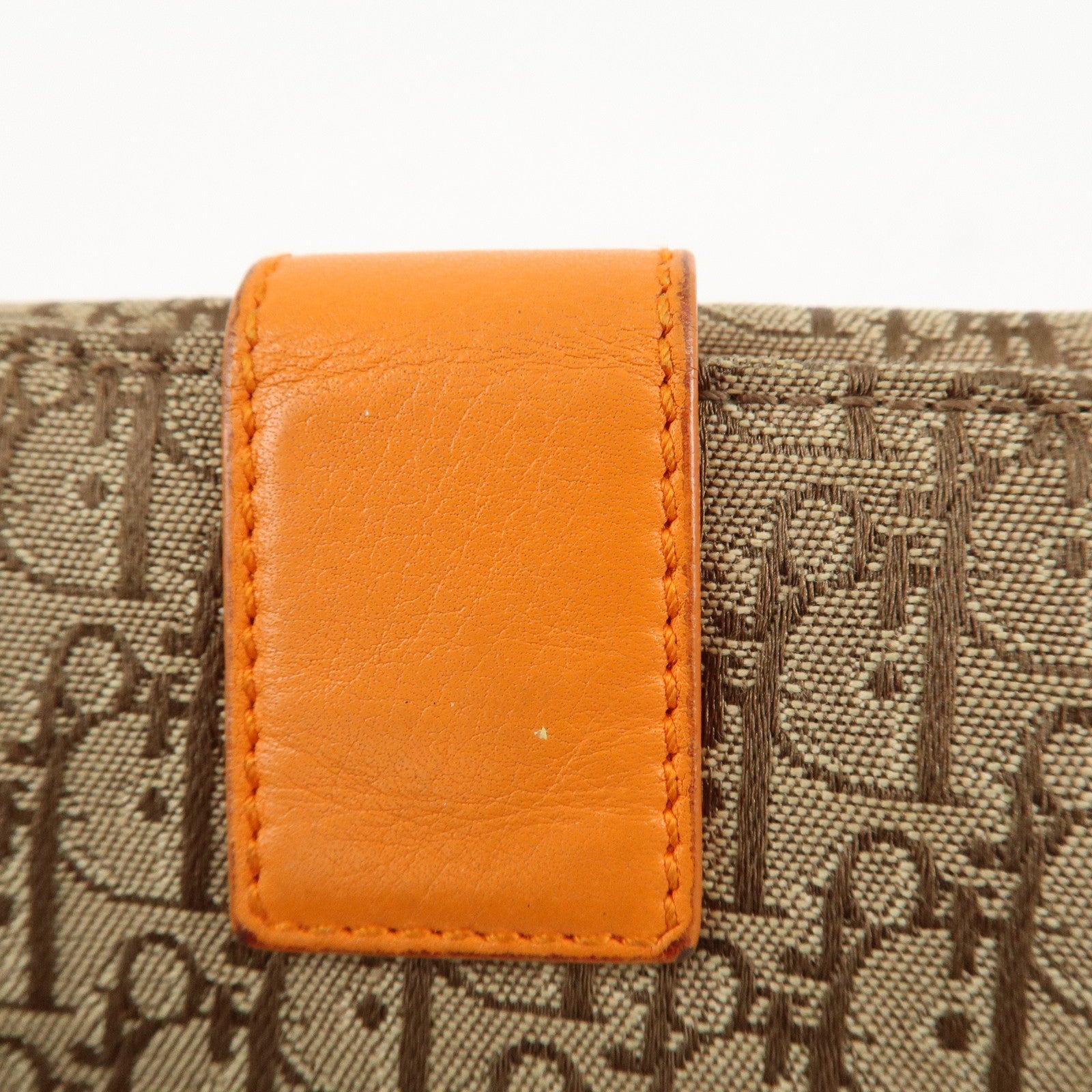 Christian Dior Street Chic Trotter Canvas Leather W Hook Trifold Wallet Used