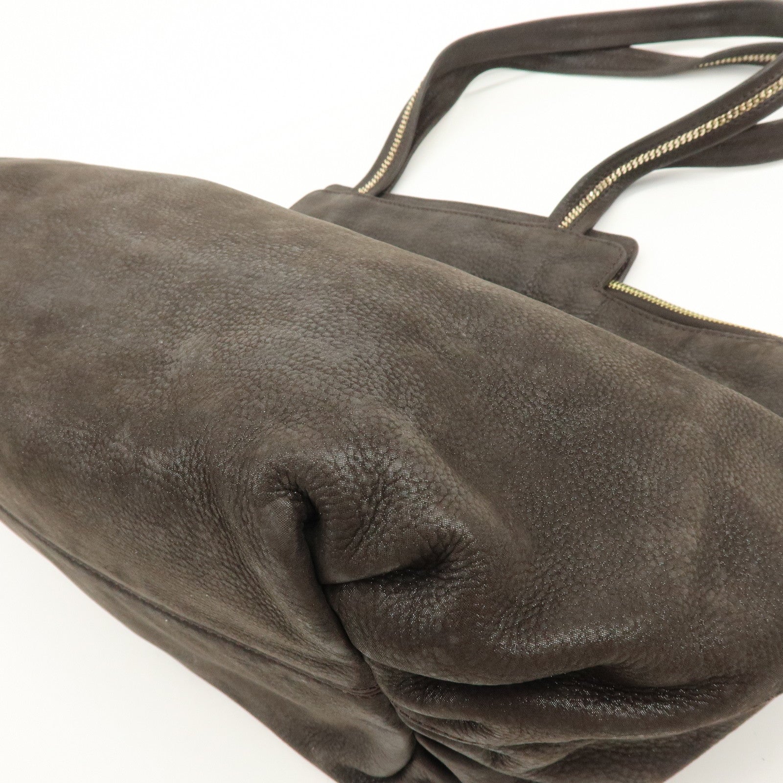 FENDI Leather Tote Bag Shoulder Bag Dark Brown 8BR636