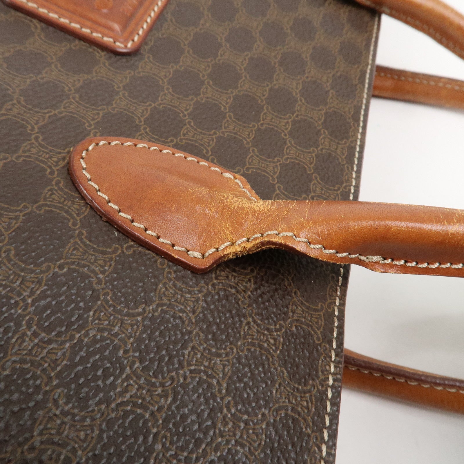 CELINE Macadam PVC Leather Tote Bag Hand Bag Brown