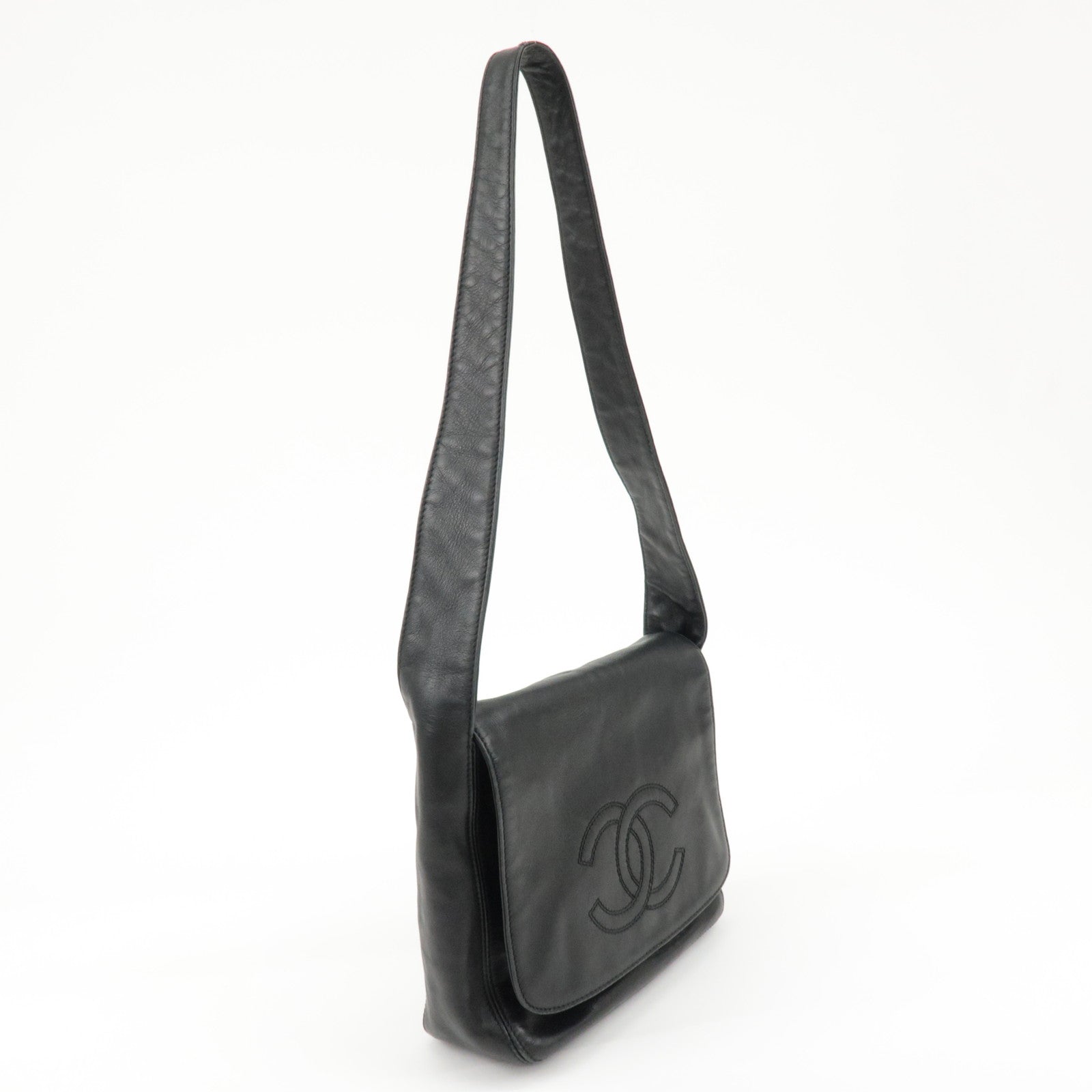 CHANEL COCO Mark Lamb Skin Shoulder Bag Crossbody Bag Used