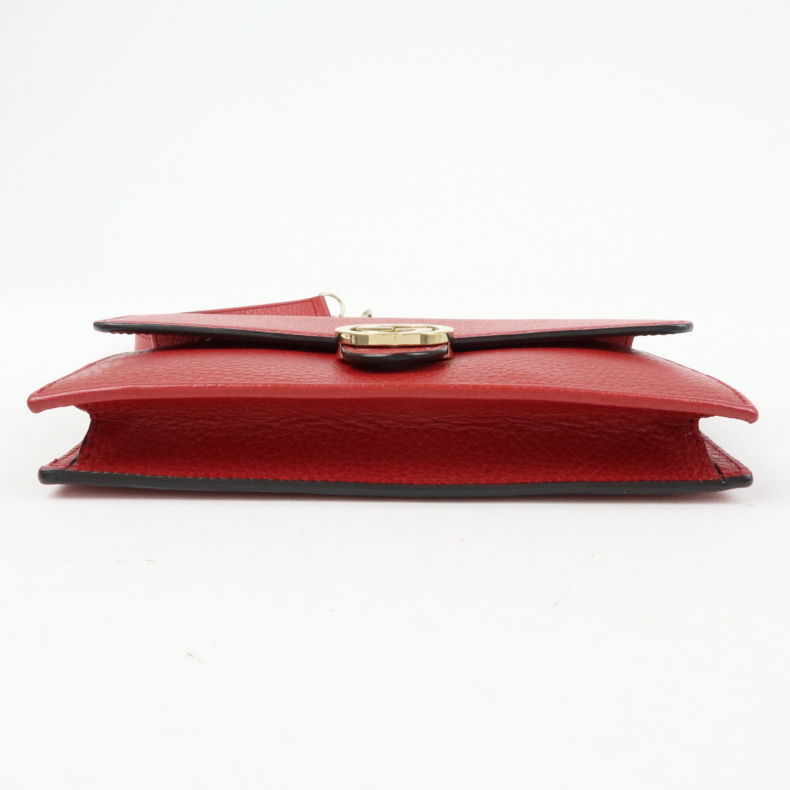 GUCCI Interlocking G Leather Chain Wallet Shoulder Bag Red 510314