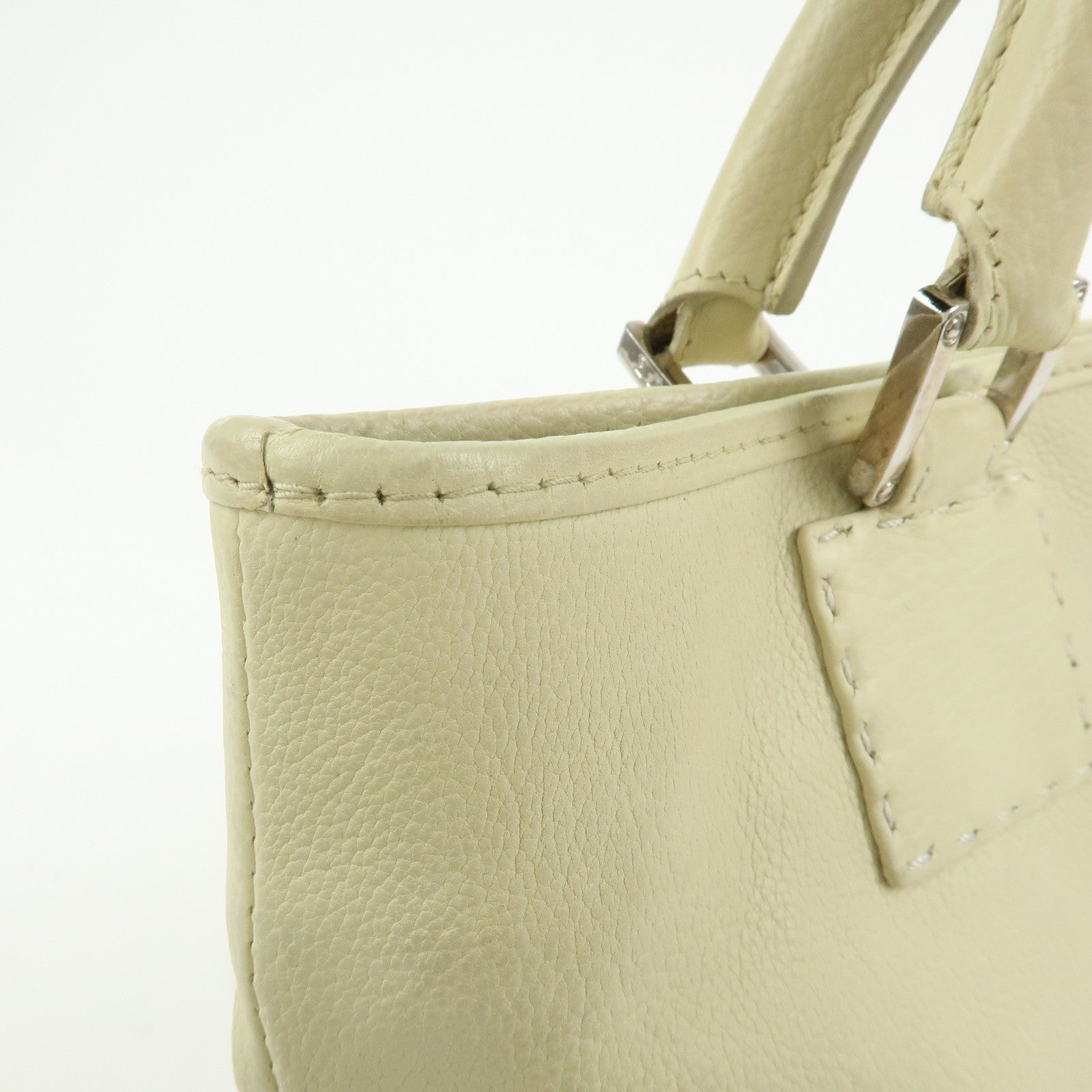 LOEWE Anagram Leather Tote Bag Hand Bag Ivory