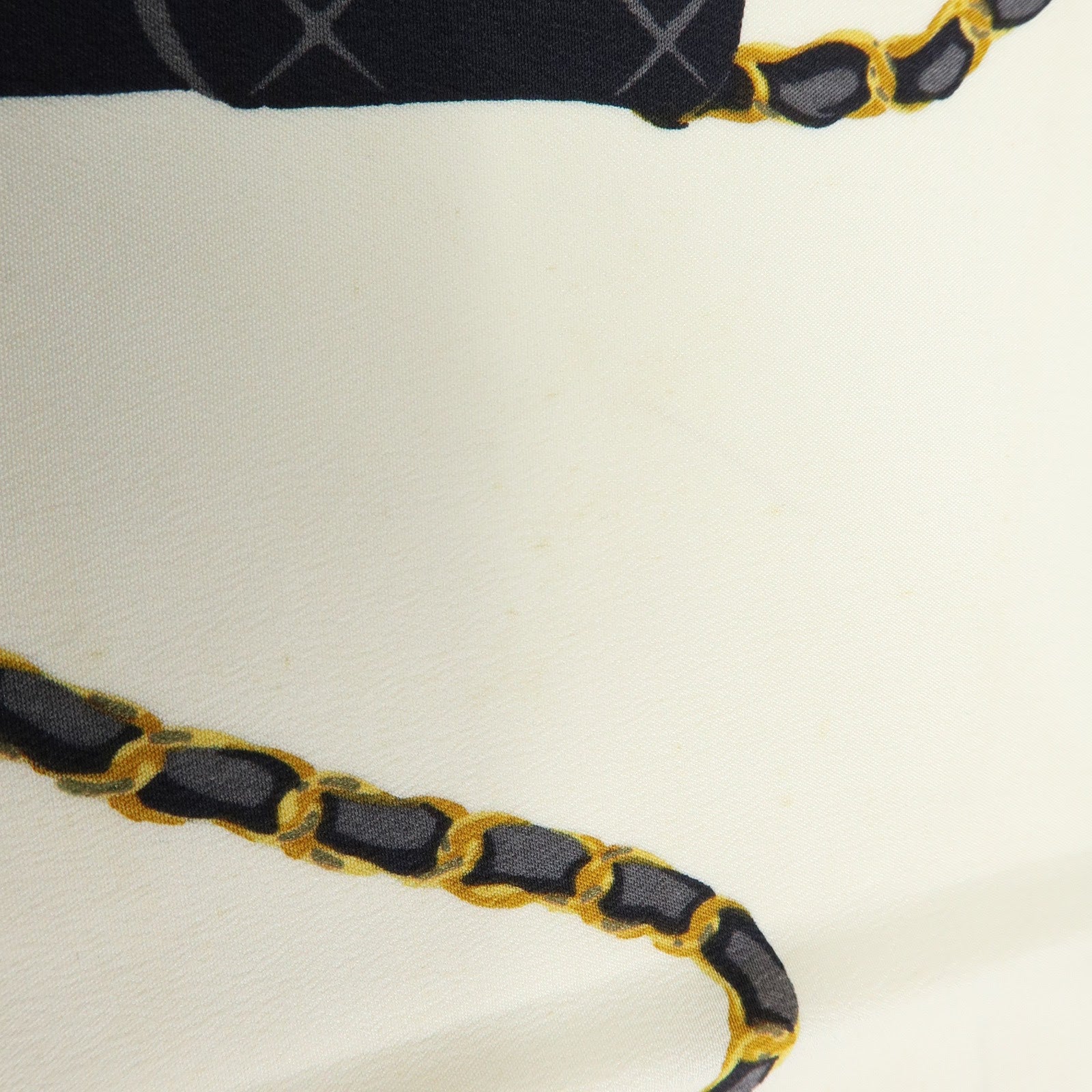 CHANEL Silk 100% Scarf Matelasse Bag Motif 86cm×86cm Black Ivory