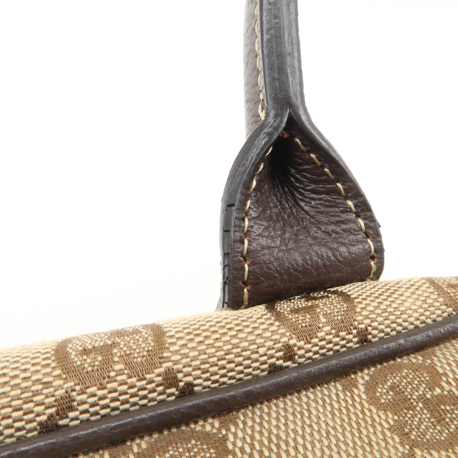 GUCCI Sherry Princy Canvas Leather Boston Bag Beige Brown 161720 Used