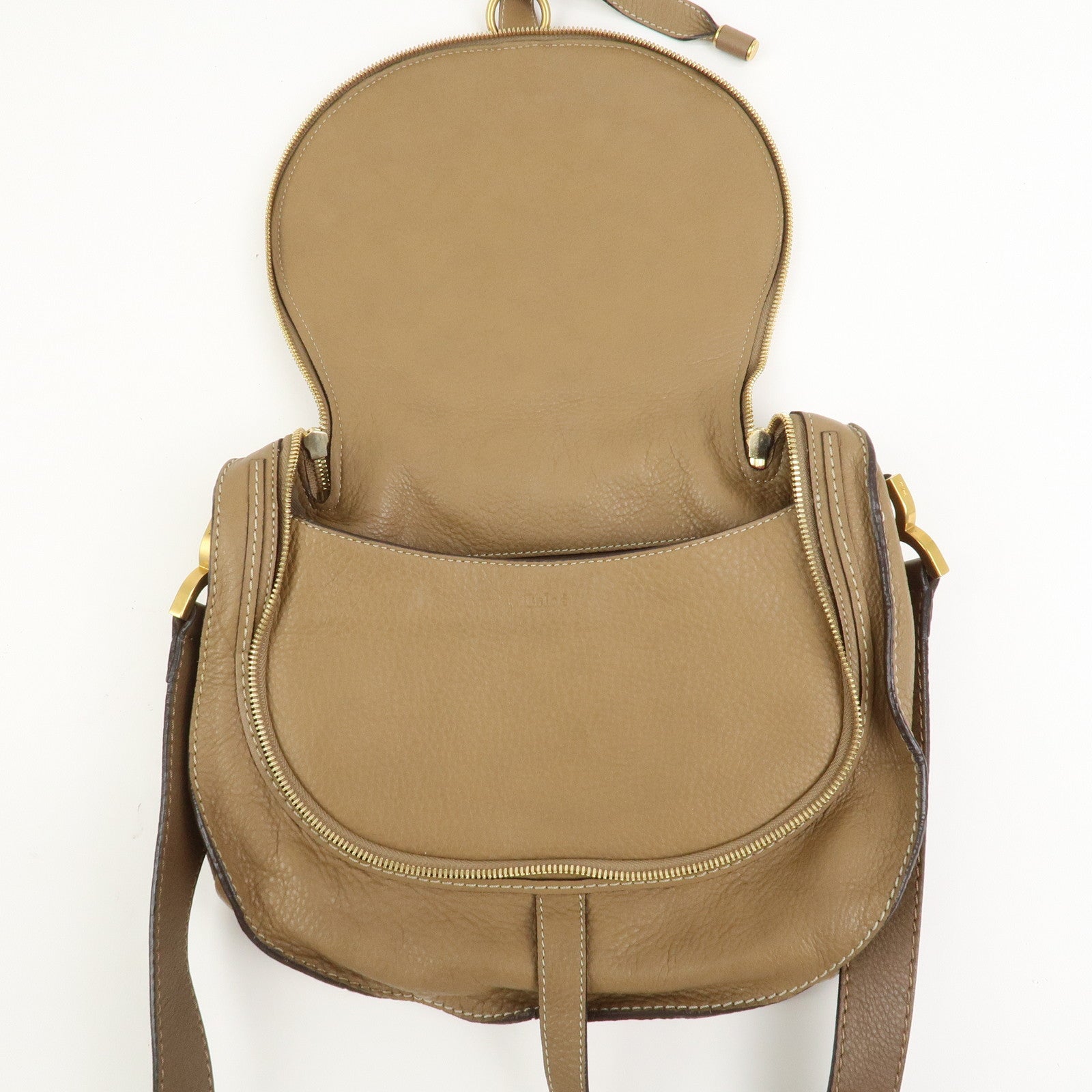 Chloe Marcie Leather Shoulder Bag Crossbody Bag Brown 001-12-60-65