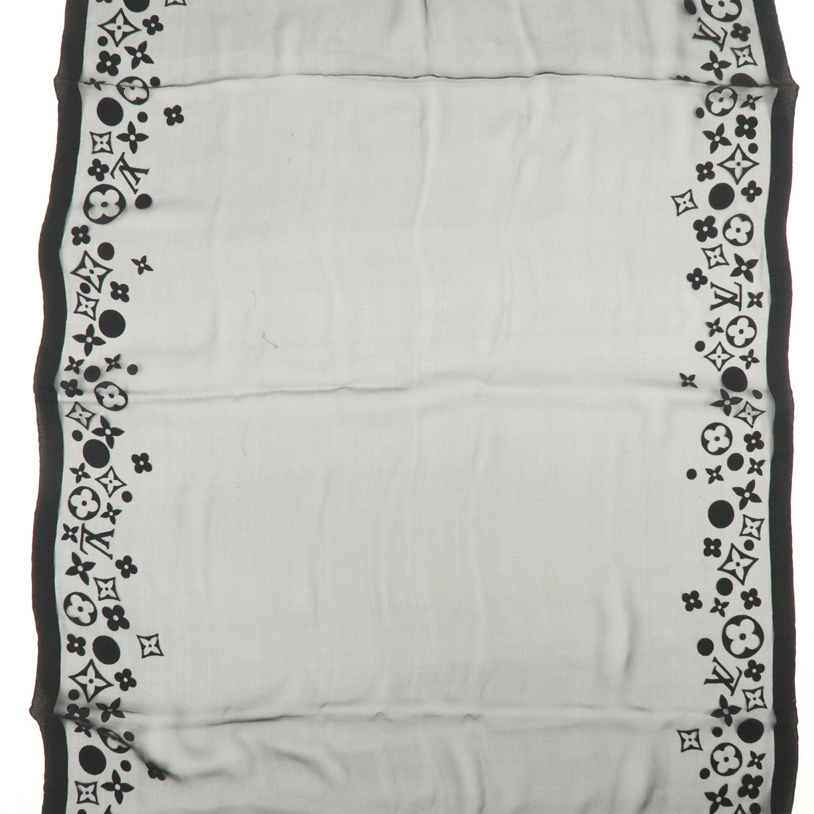 Louis Vuitton Monogram Silk 100% Sheer Scarf Shawl Black