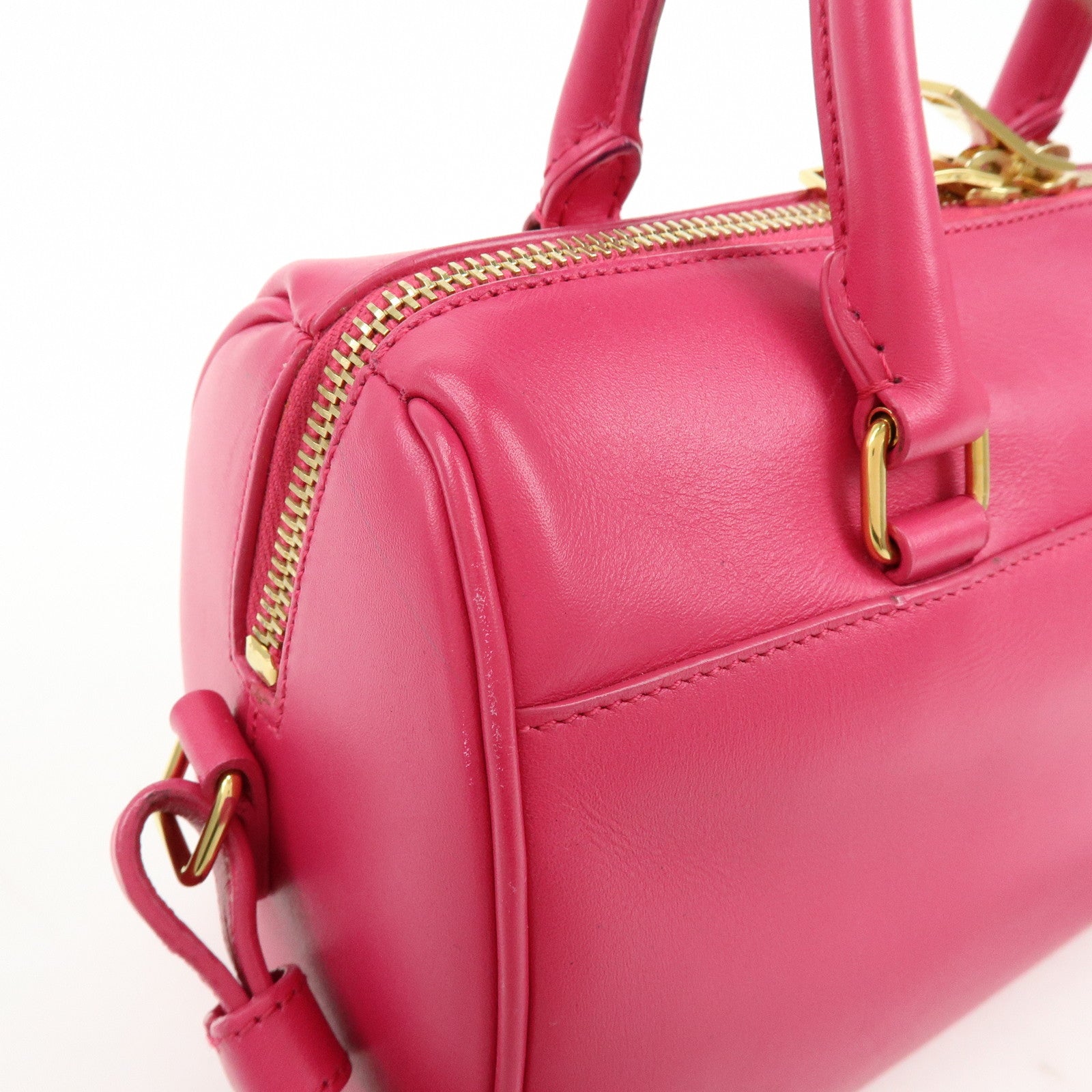 SAINT LAURENT PARIS BABY DUFFLE Leather 2WAY Bag Pink 330958