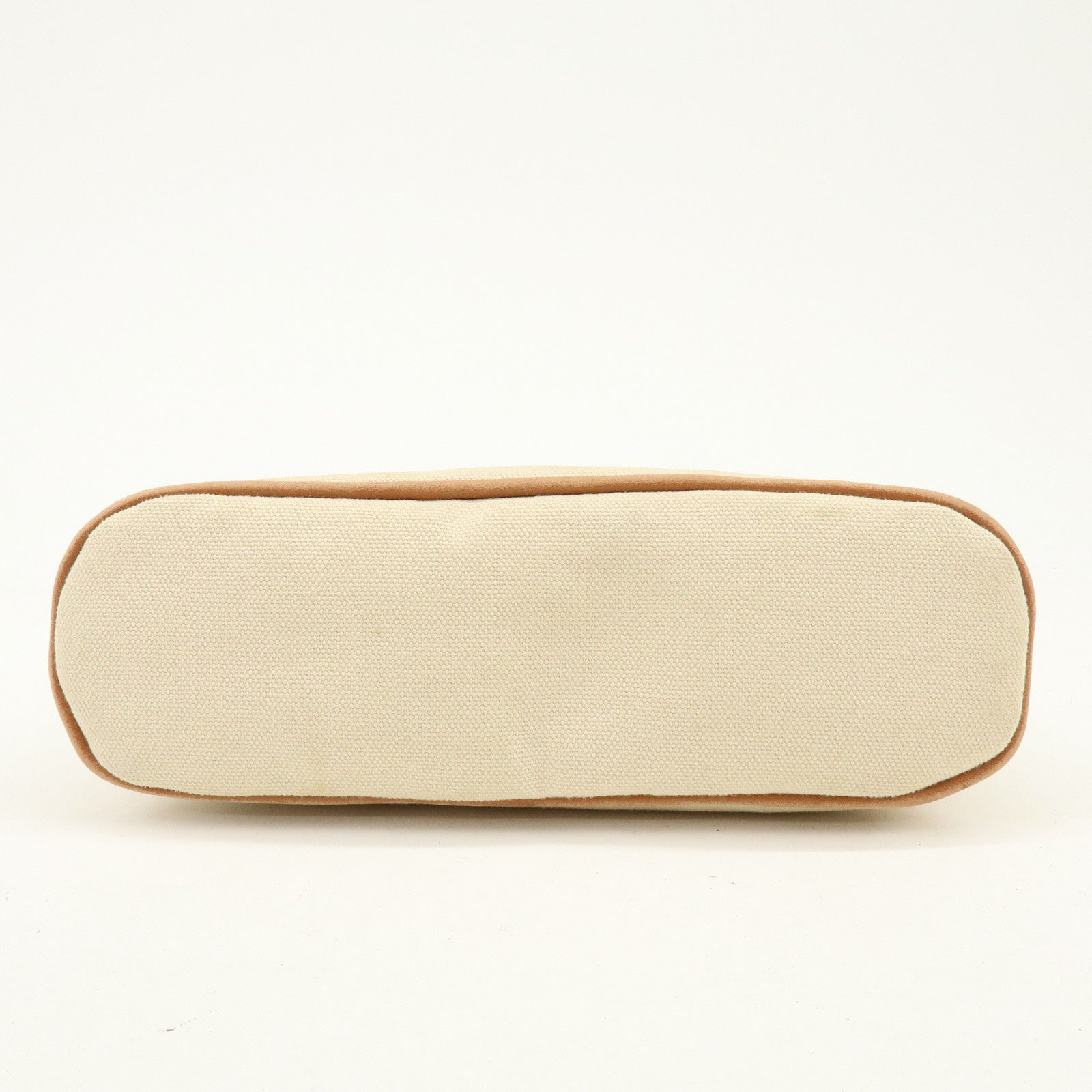 HERMES Bolide Mini Cotton Leather Pouch Cosmetic Case Ivory Beige