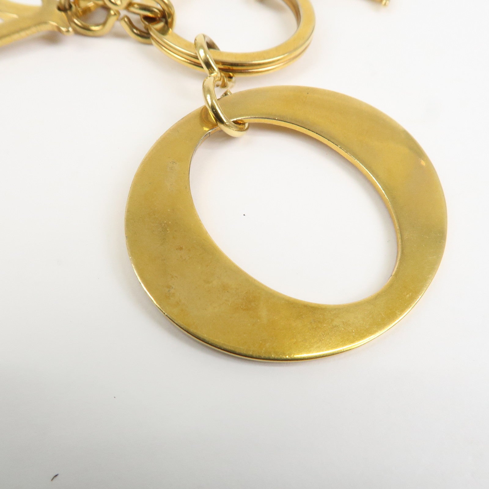 Christian Dior Logo Metal Bag Charm Key Chain Gold