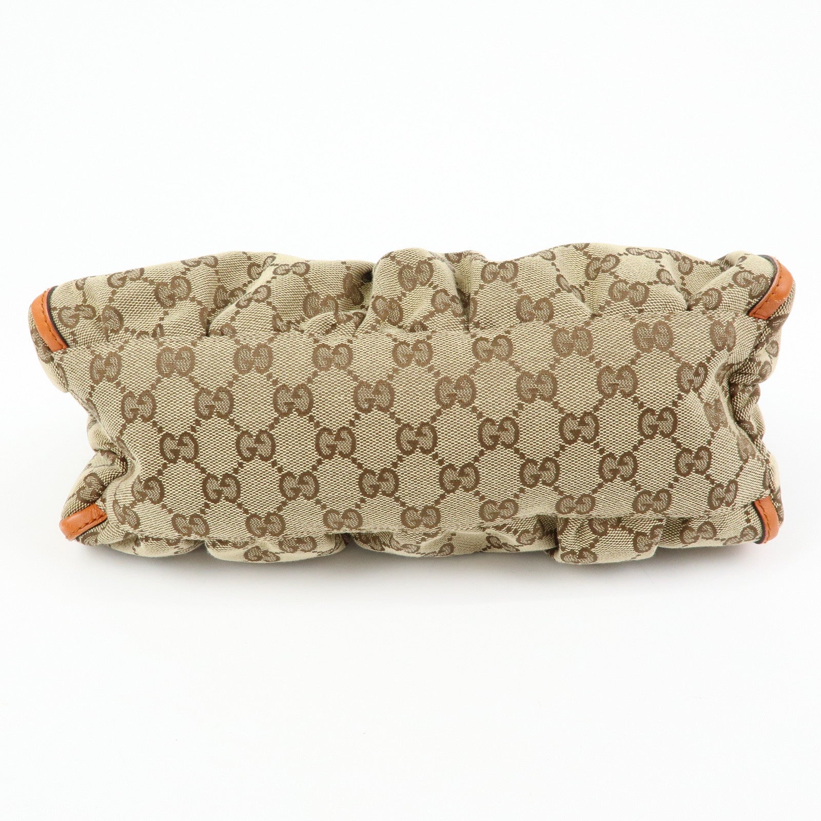 GUCCI Abbey GG Canvas Leather Shoulder Bag Beige Orange 190525