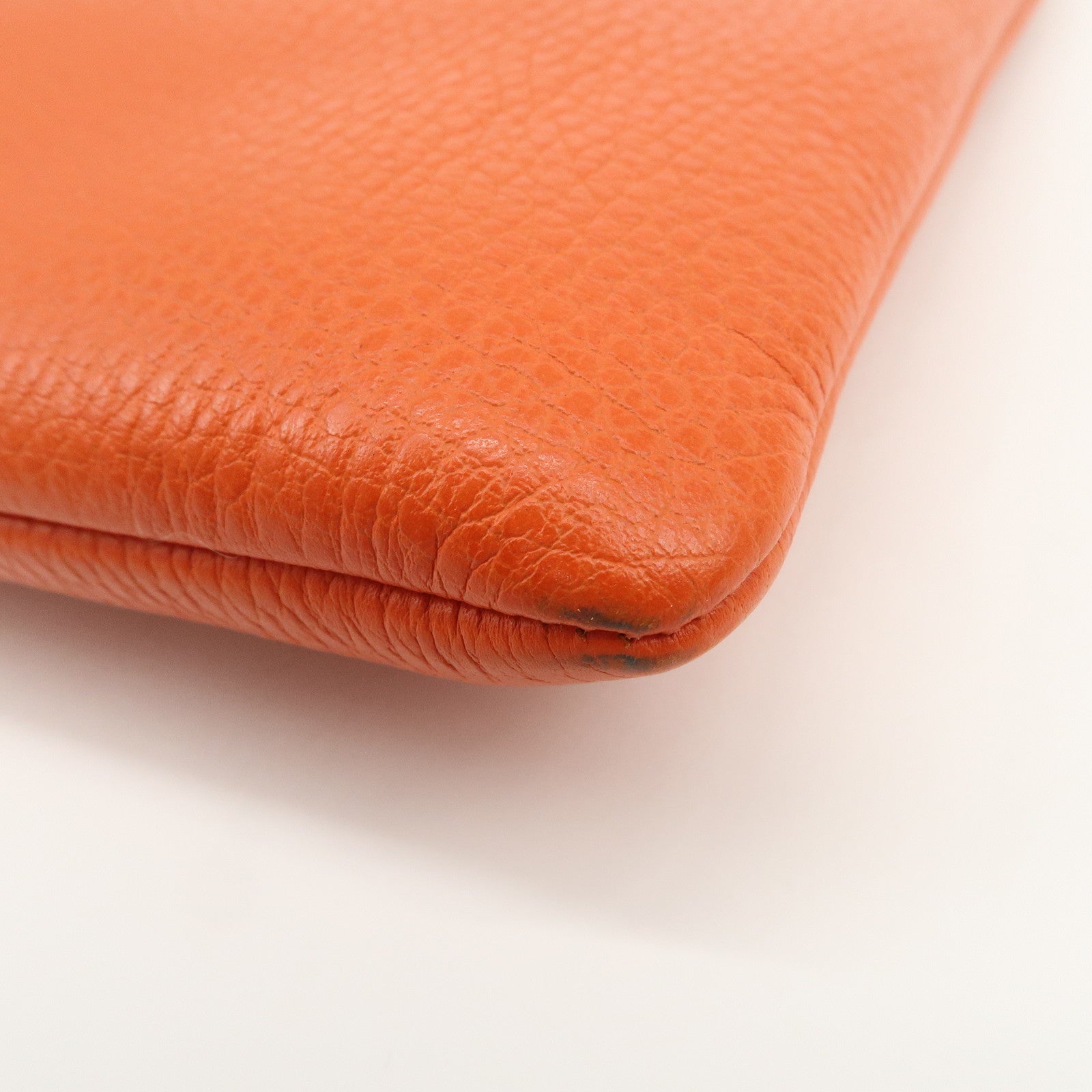 GUCCI Bamboo Logo Leather Clutch Bag Pouch Orange 449653