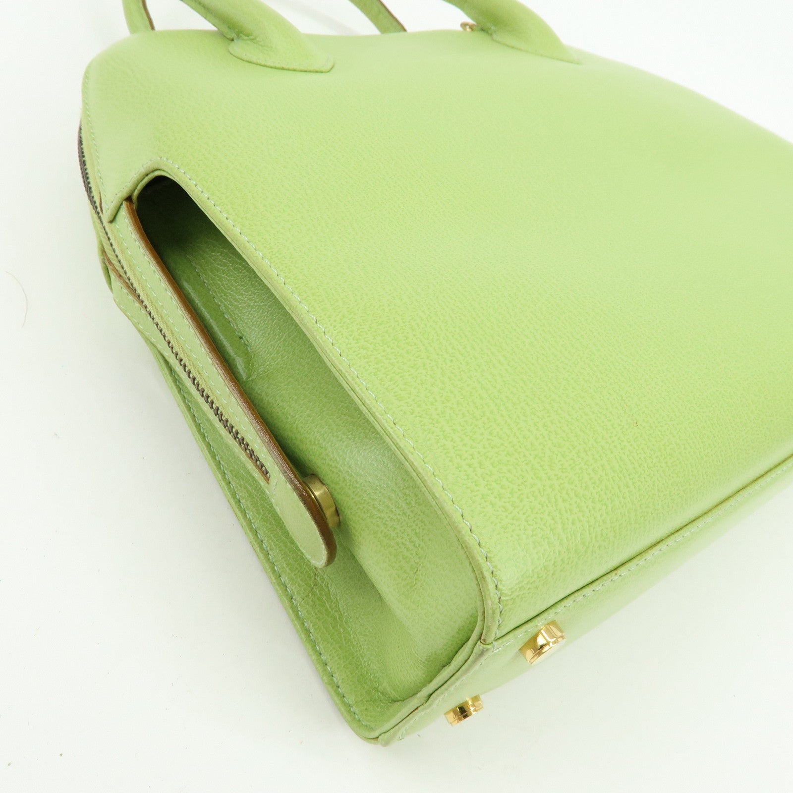 Ferragamo Gancini Leather 2Way Bag Hand Shoulder Bag Light Green