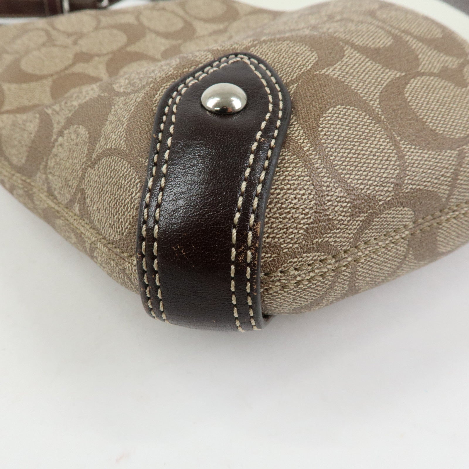 COACH Signature Set of 2 Canvas Leather Shoulder Bag Brown White