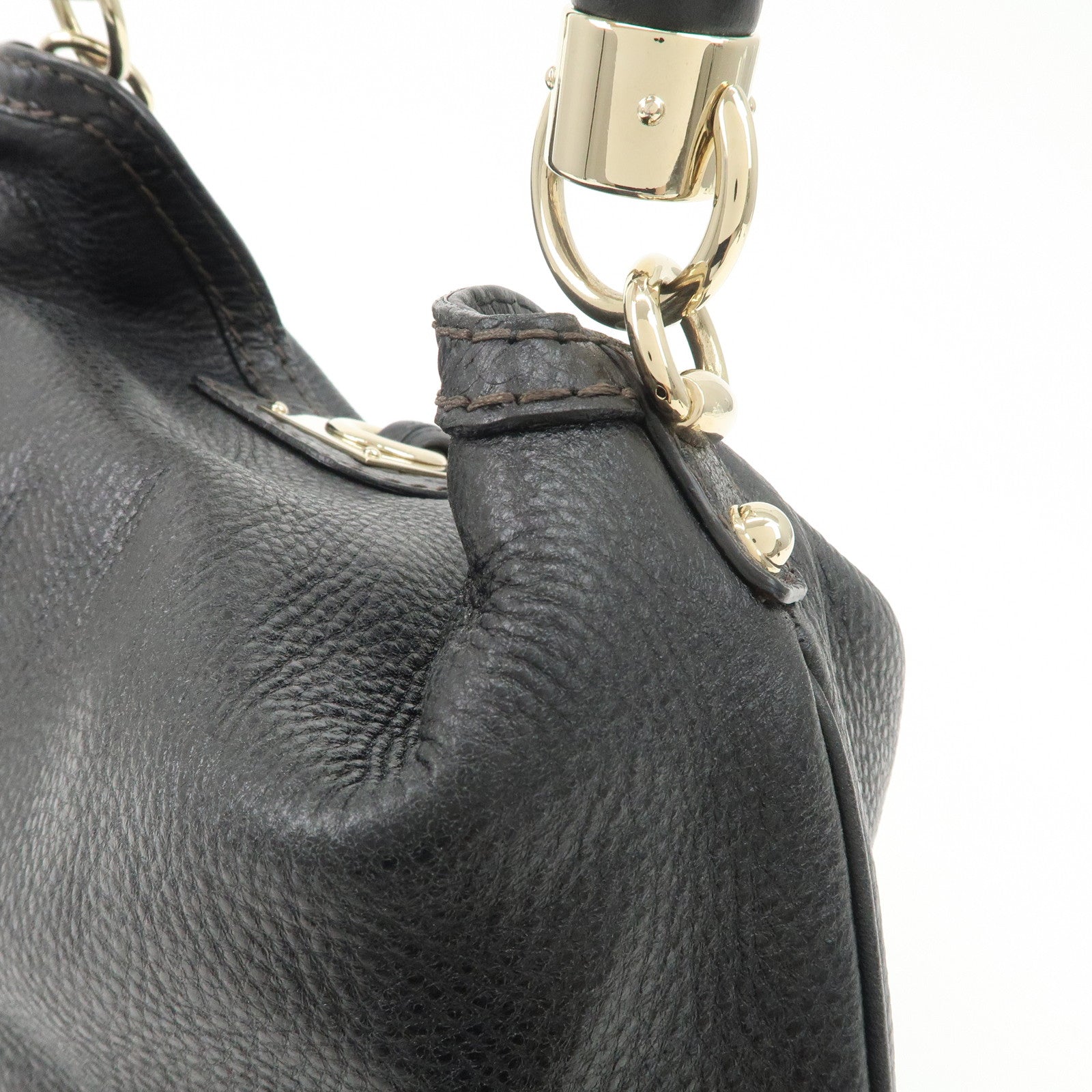 GUCCI Guccissima Leather 2Way Shoulder Bag Black 185566