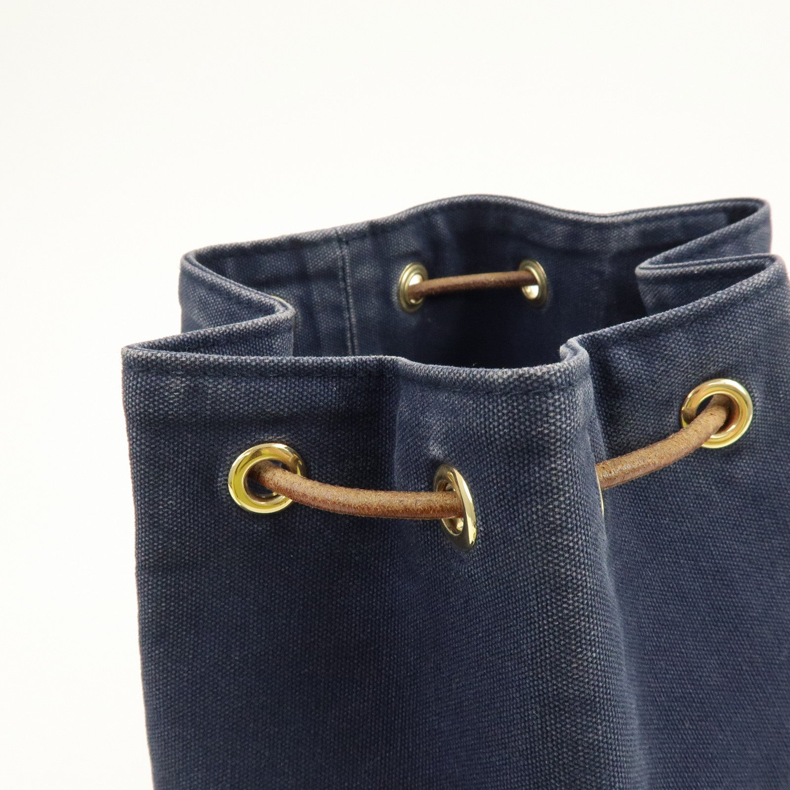 HERMES Canvas Leather Porochon Mimil PM Drawstring Shoulder Bag