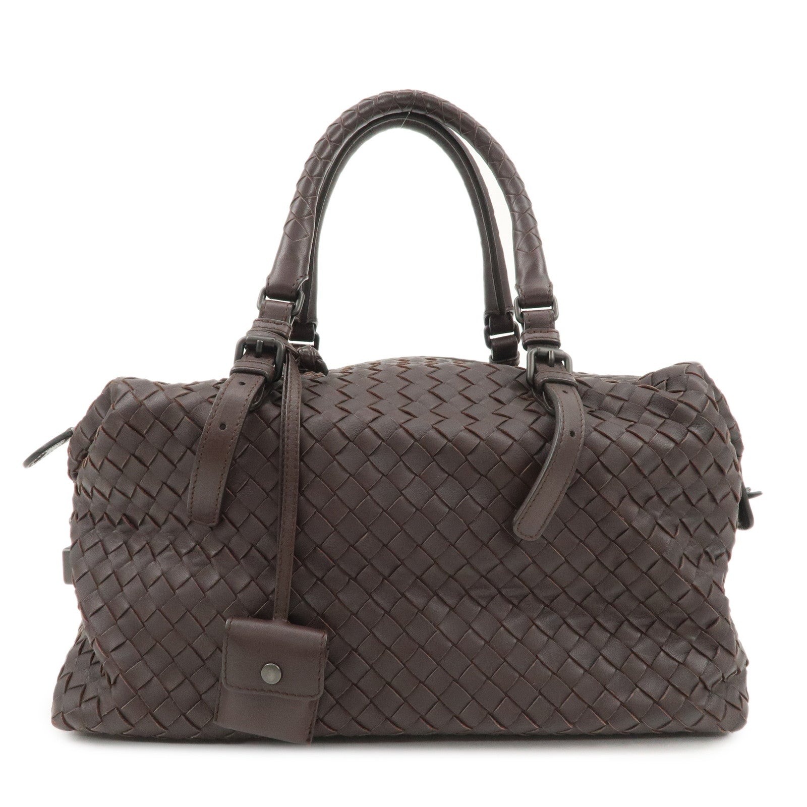 BOTTEGA VENETA Intrecciato Montaigne Leather Boston Bag Brown 173398 Used