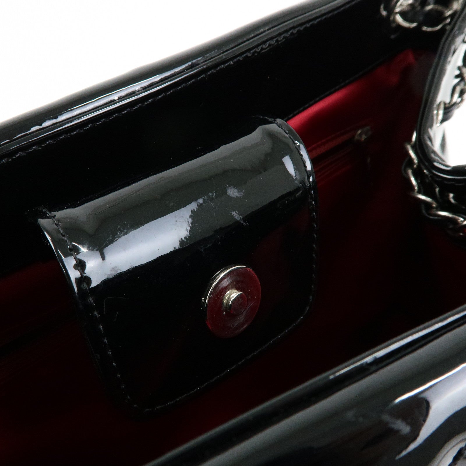 CHANEL COCO Mark Patent Leather Lamb Skin Tote Bag Hand Bag Black