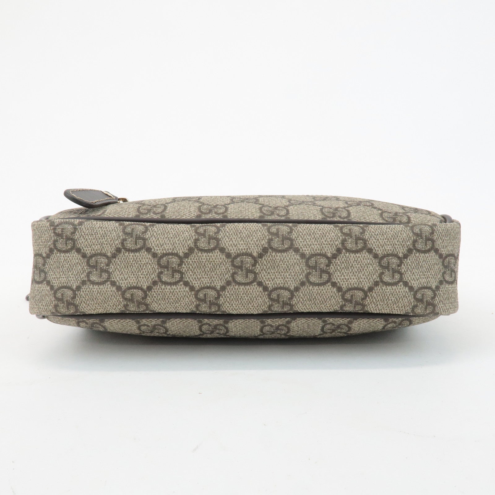 GUCCI GG Supreme Leather Shoulder Bag Beige Dark Brown 201447 Used