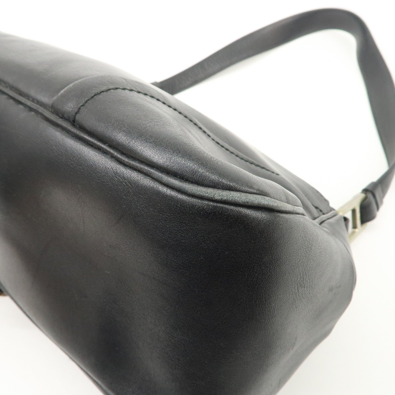 PRADA Leather Shoulder Bag Hand Bag Black