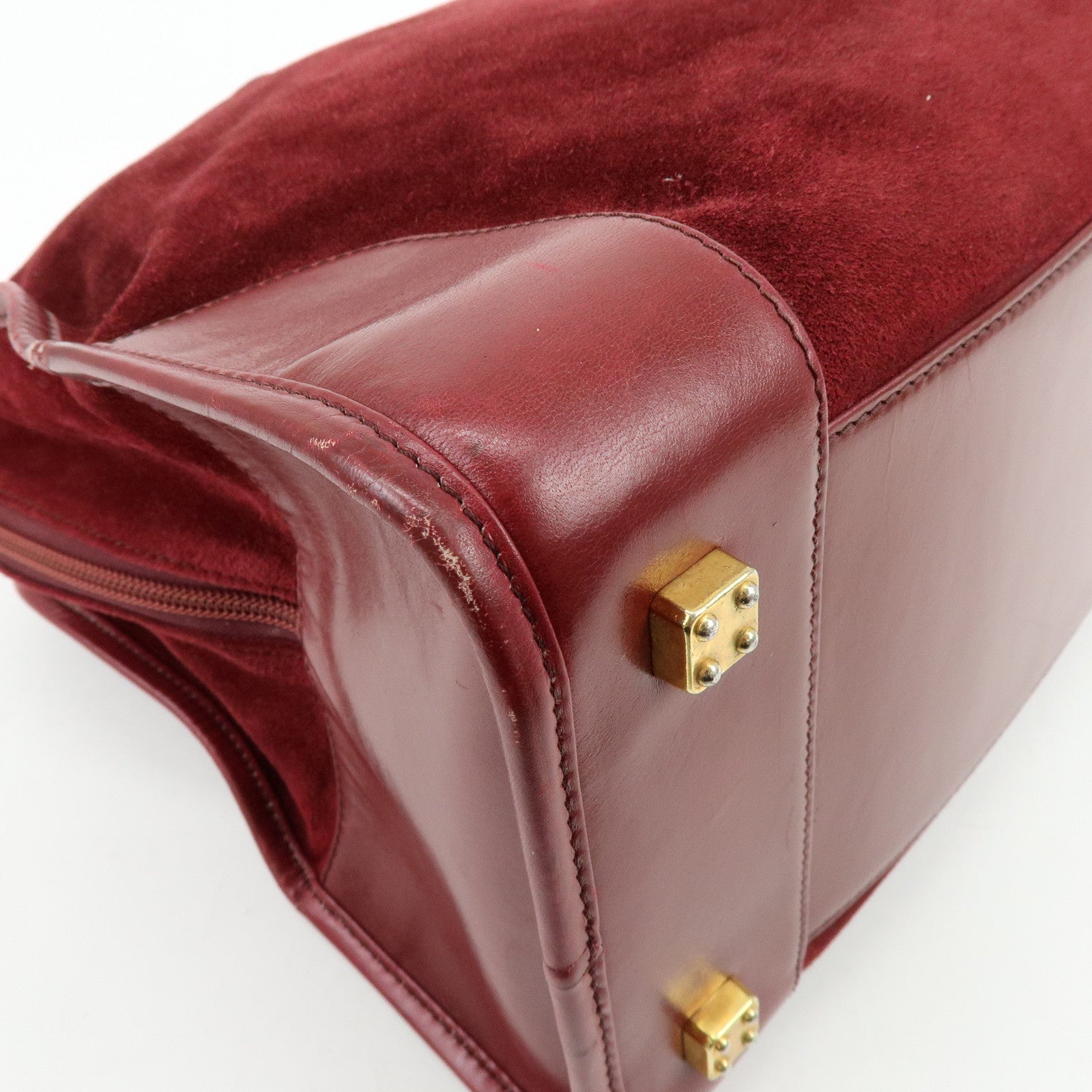 Loewe Anagram Amazona 40 Suede Leather Hand Bag Red Brown