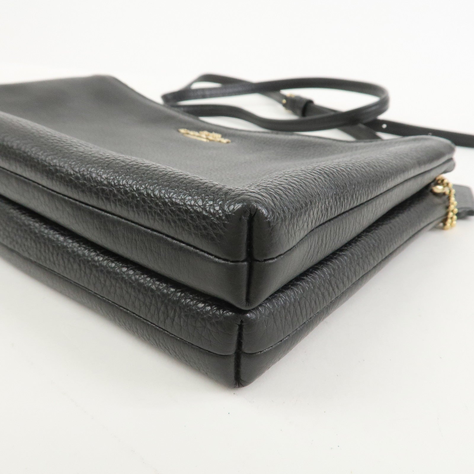 COACH Logo Leather Shoulder Bag Crossbody Bag Black