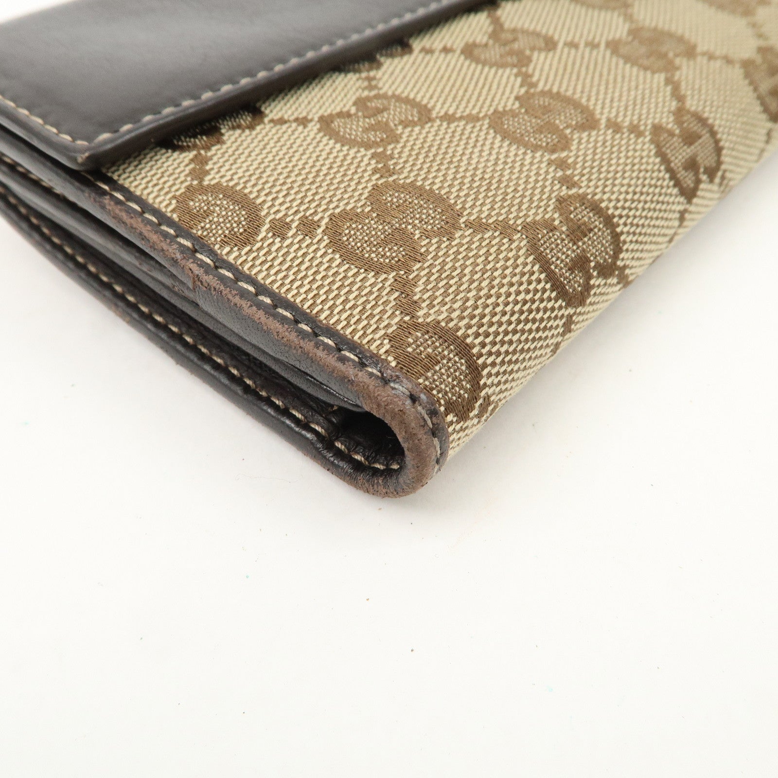 GUCCI Lovely Heart GG Canvas Leather Bi-fold Long Wallet Brown 203550 Used