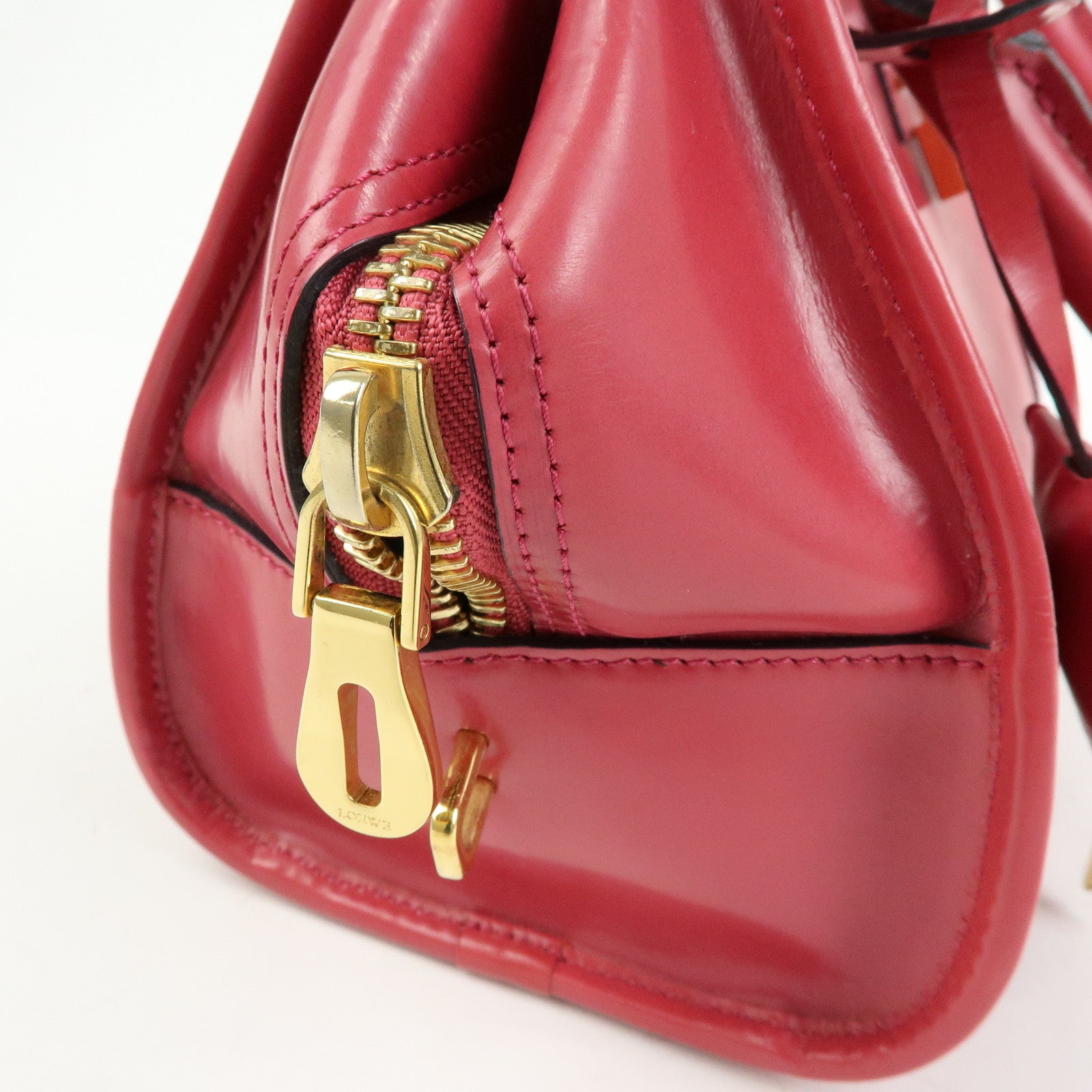 LOEWE Anagram Leather Amazona 28 Hand Bag Boston Bag Pink