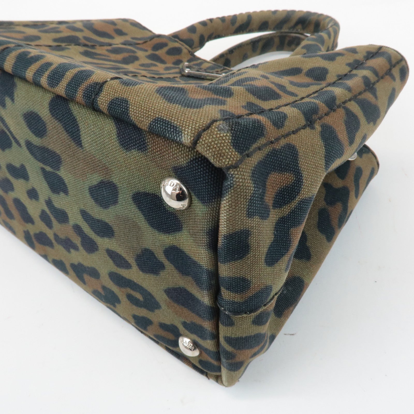 PRADA Canapa Canvas 2Way Bag Hand Bag Shoulder Bag Camouflage B2642B Used