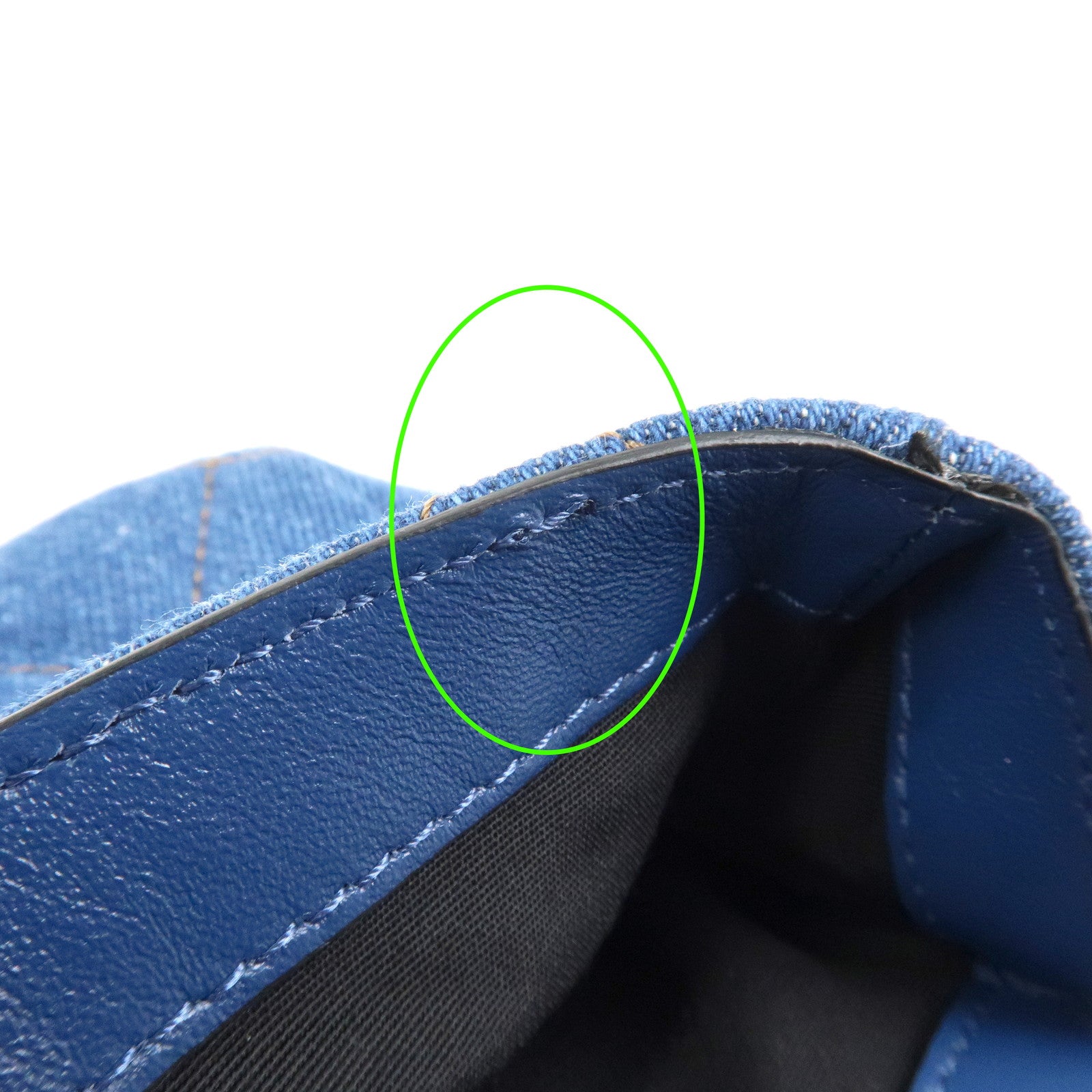 GIANNI VERSACE Demin Leather Chain Shoulder Bag Blue