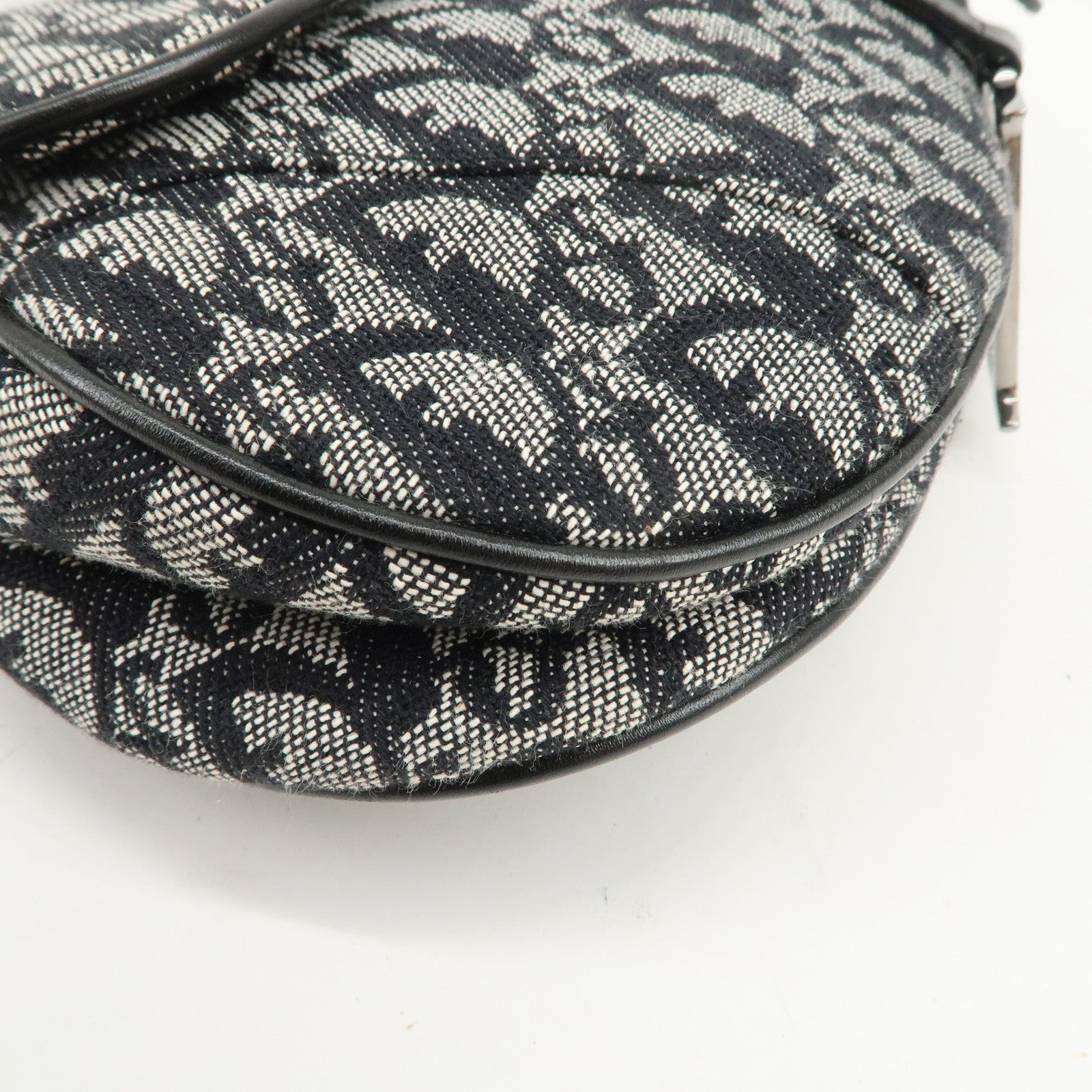 Christian Dior Trotter Canvas Leather Saddle Bag Hand Bag Black