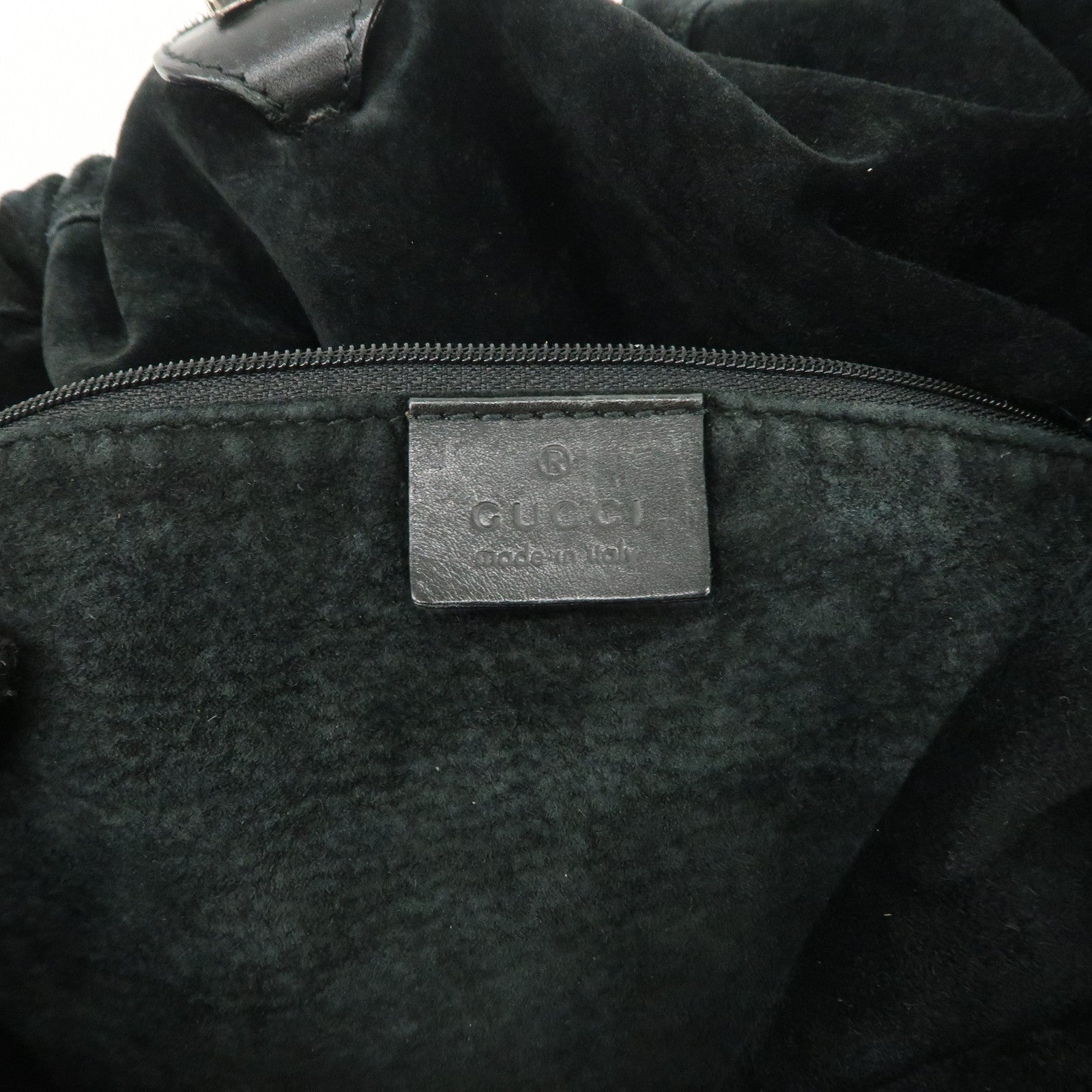 GUCCI Suede Leather Shoulder Bag Tote Bag Black 001.4332 Used