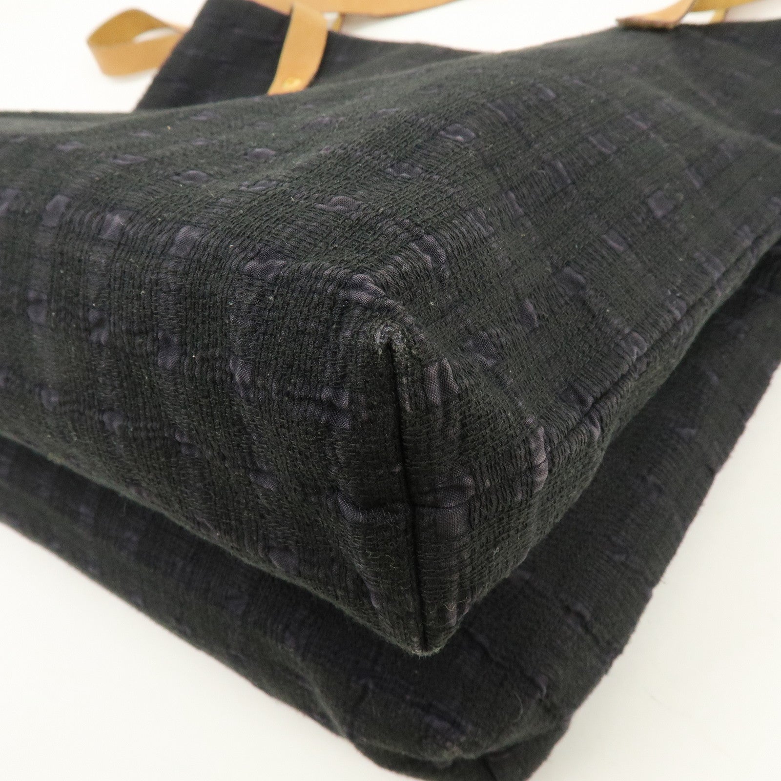 HERMES Amedaba Cabas de Poche Cotton Canvas Leather Tote Bag Navy