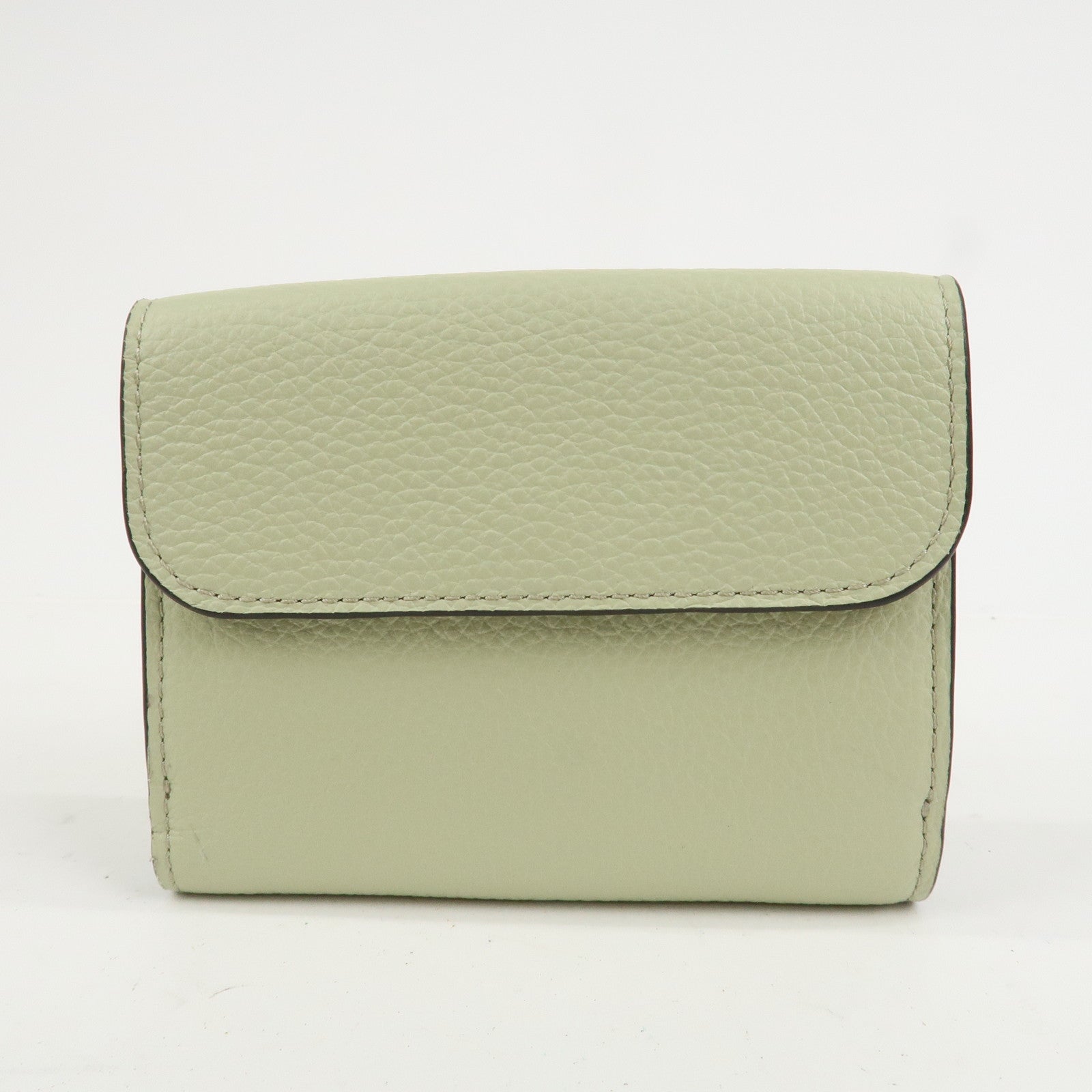 Chloe Leather Small Alphabet Tri-fold Compact Wallet Light Green
